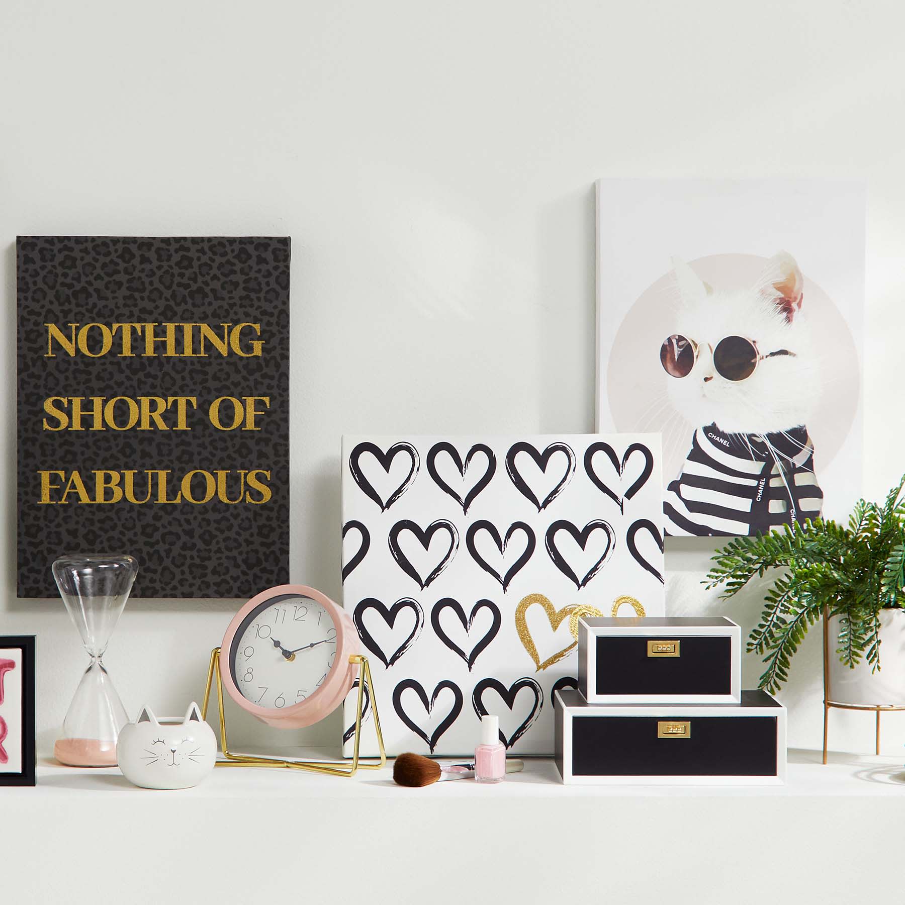 Black & White Wood Decorative Box, 6x3