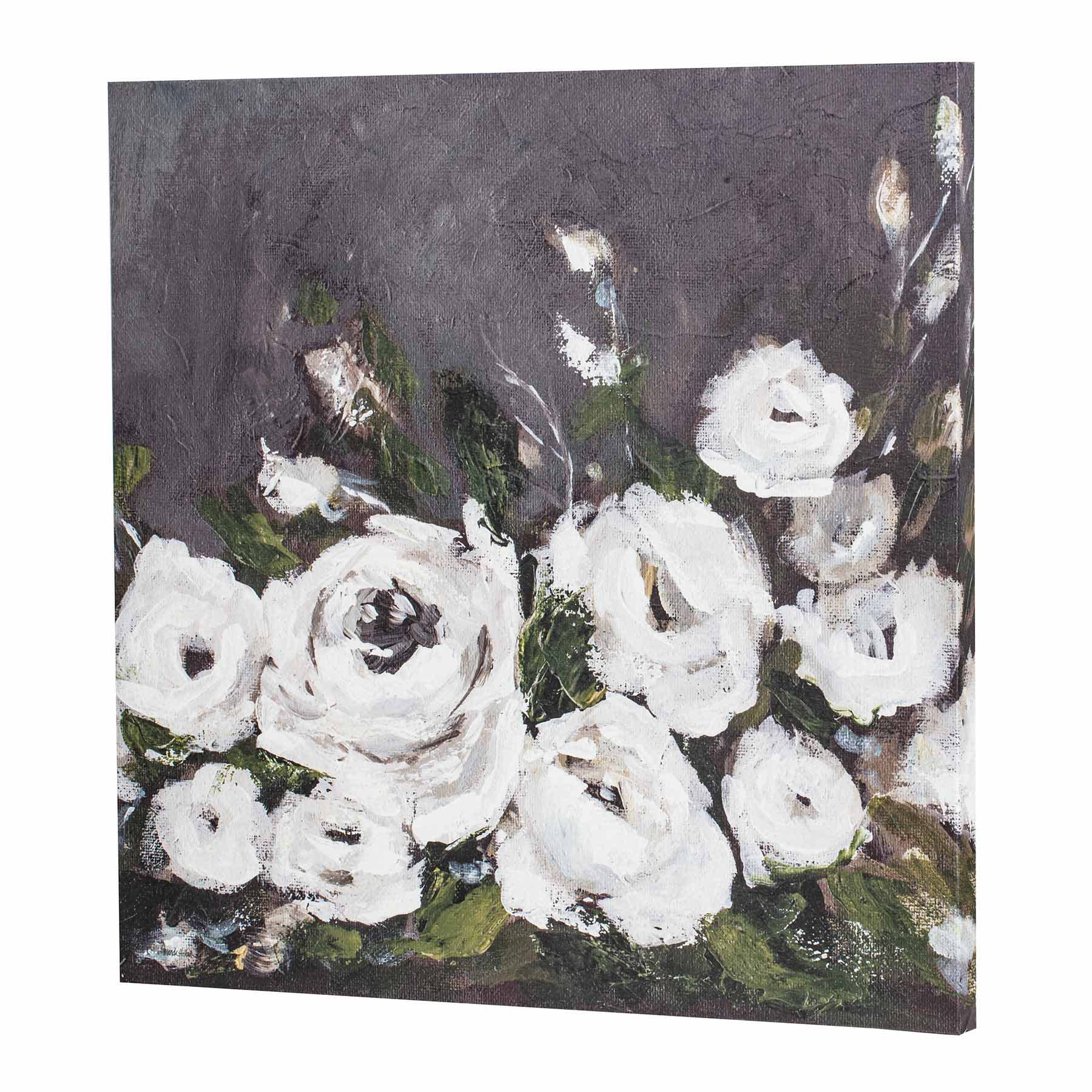 Black & White Floral Canvas Wall Art, 30"