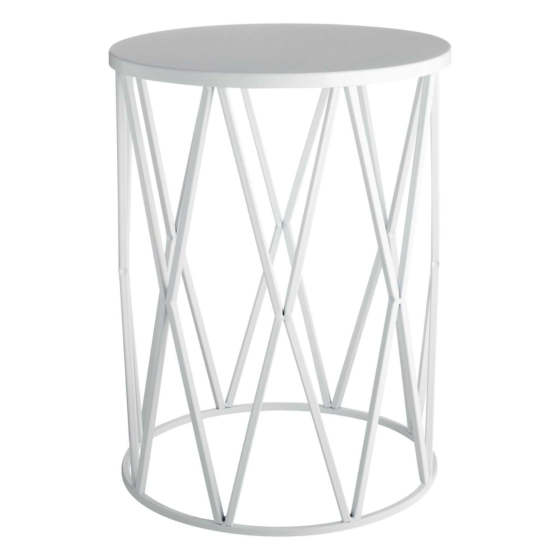 Metal Diamond Plant Stand, White