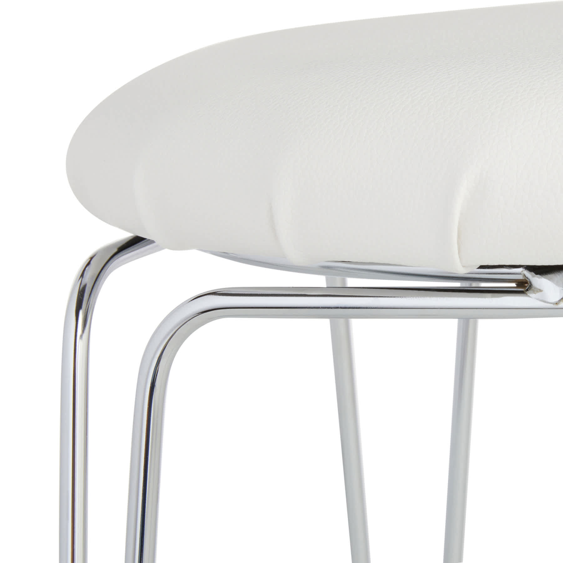 Penna Vanity Stool, Chrome & White