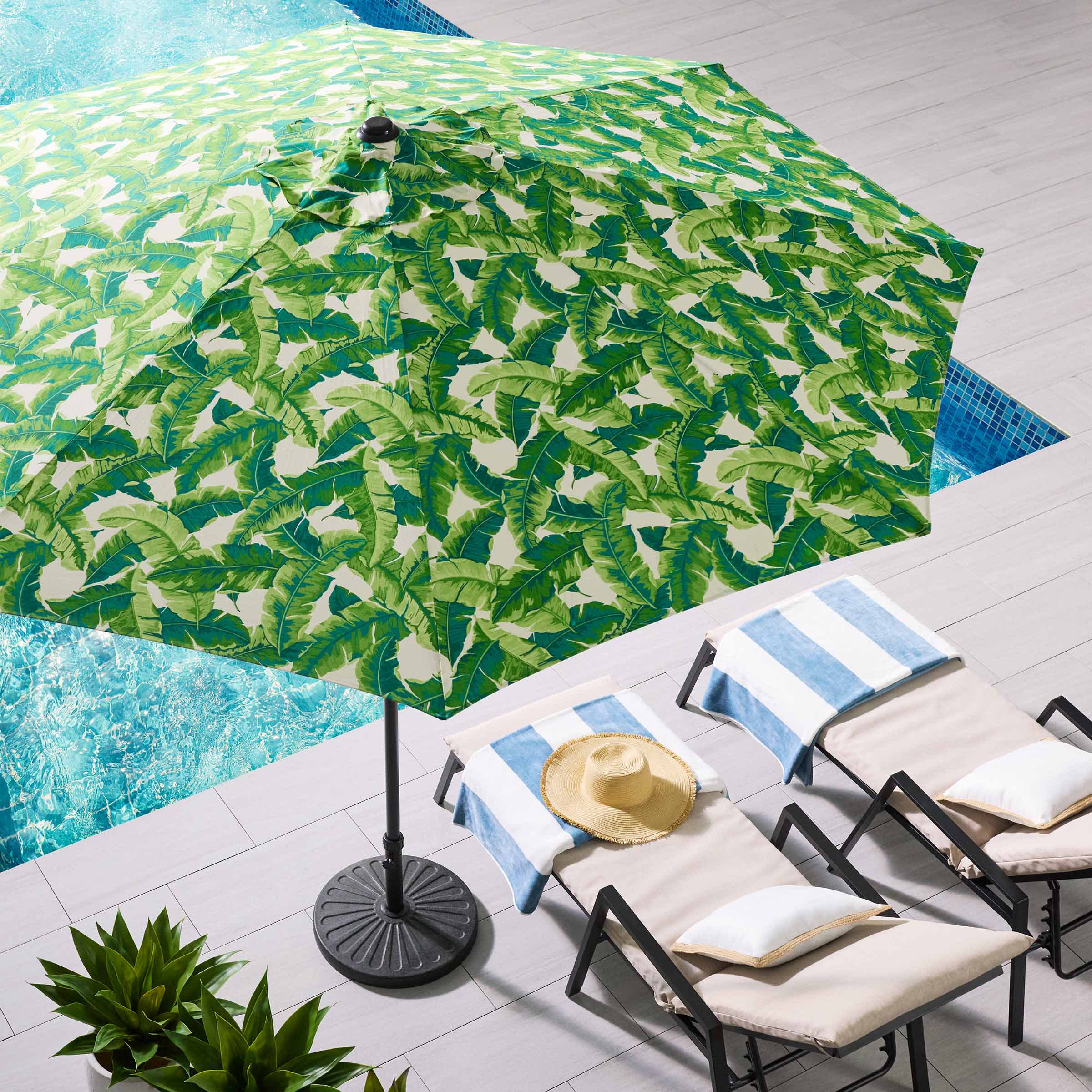 Green Marconi Banana Leaf Crank & Tilt Round Patio Umbrella, 9'