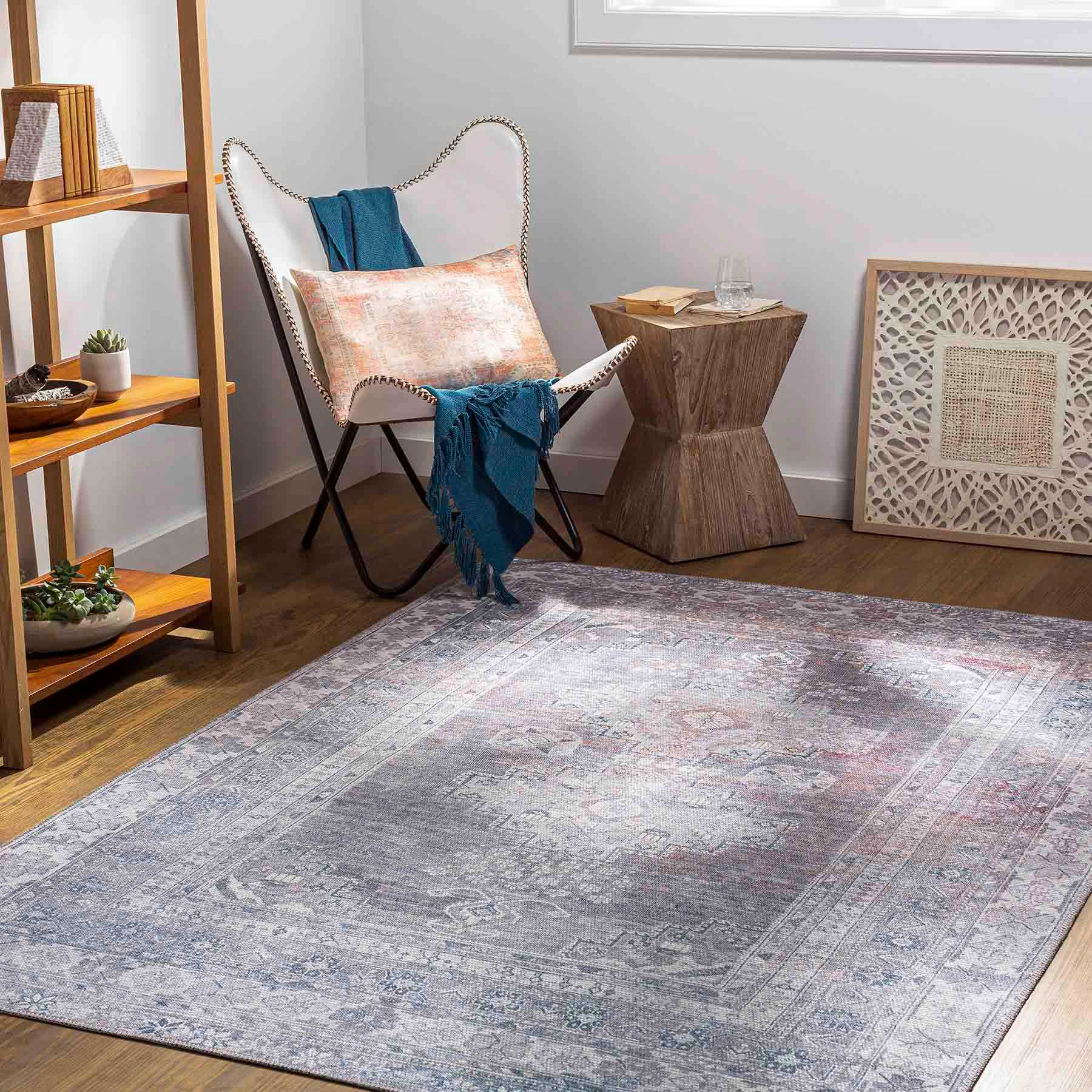 (B786) Honeybloom Colin Multicolor Medallion Washable Area Rug, 5x7