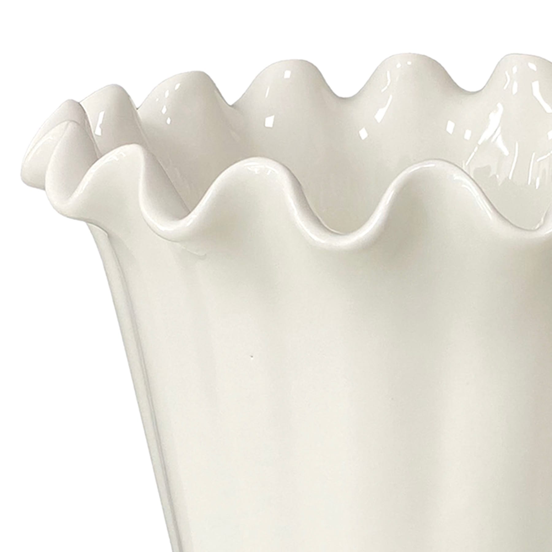 Willow Crossley White Pie Crust Edge Ceramic Vase, 13"