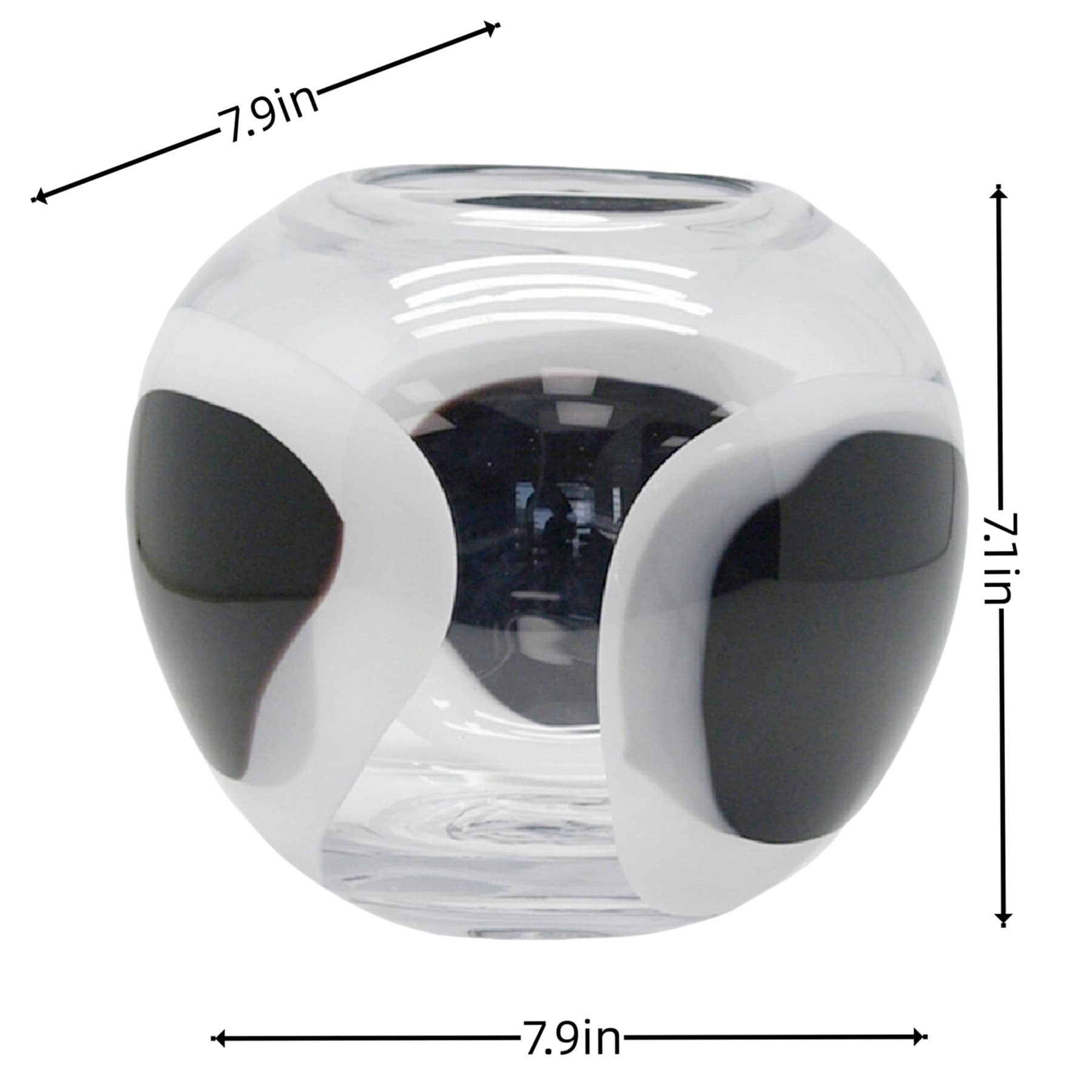 Black & White Dot Art Glass Vase, 8x7