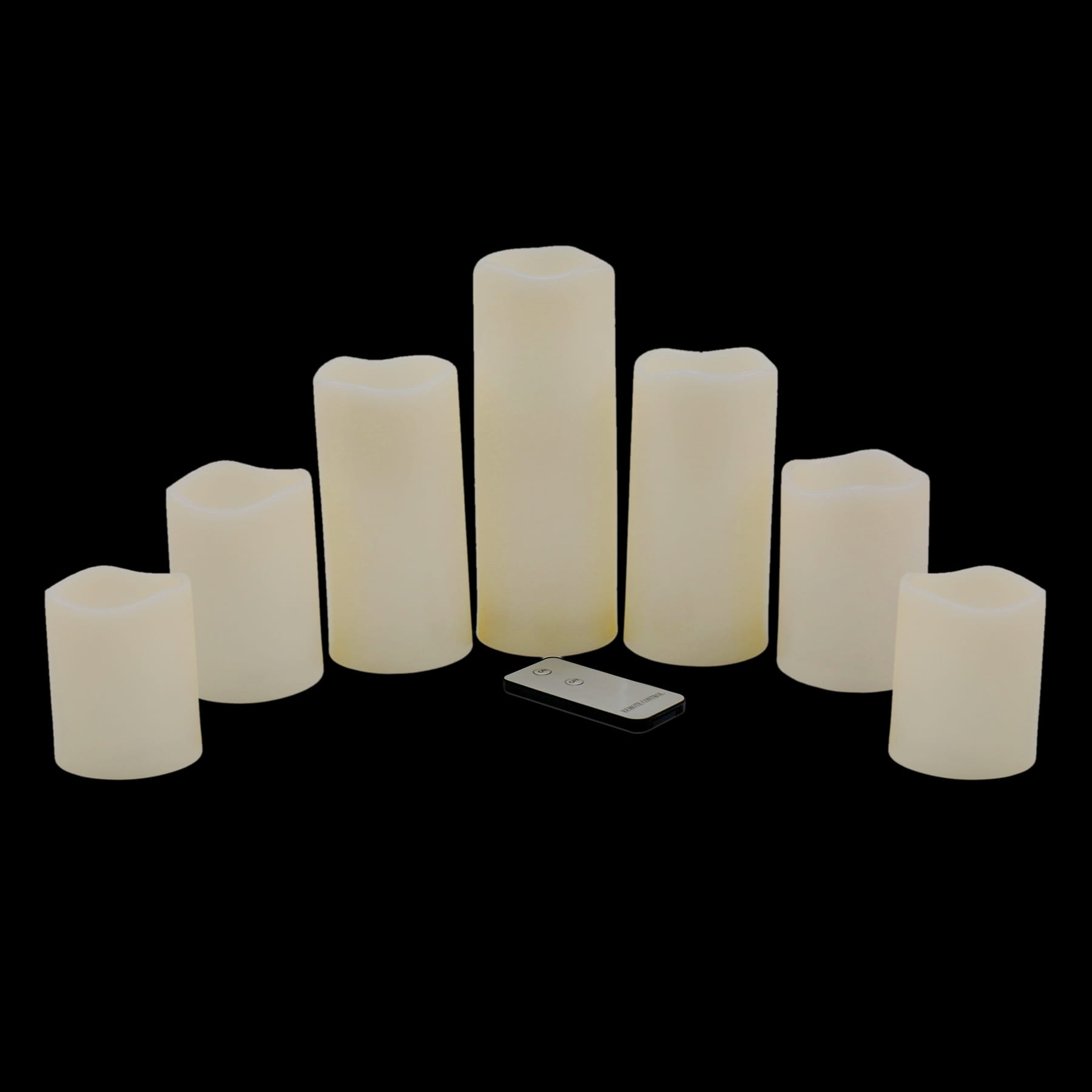 7-Piece Outdoor LED Pillar Candle Set, White