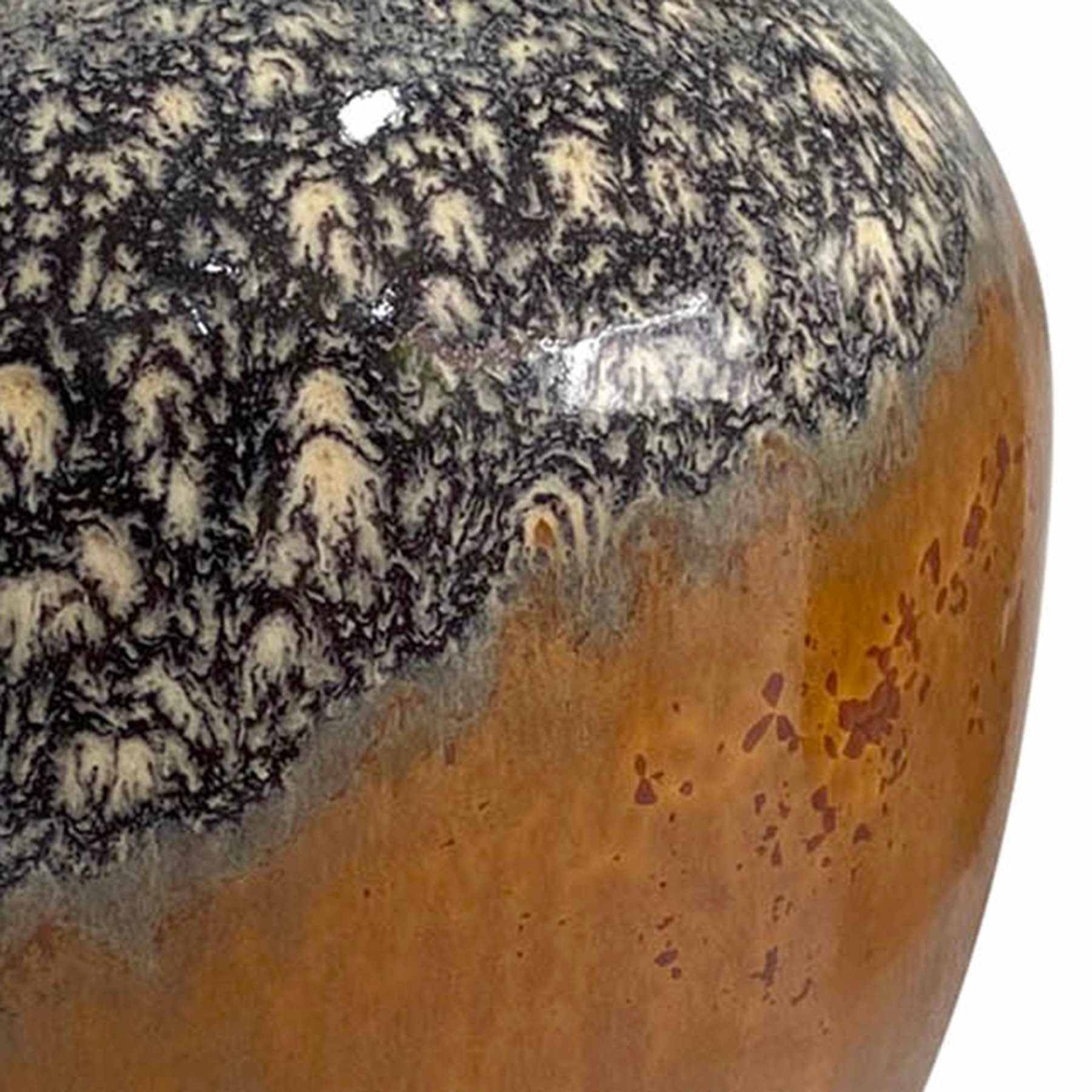 Black & Brown Roman Earth Shanghai Ceramic Vase, 8.7"
