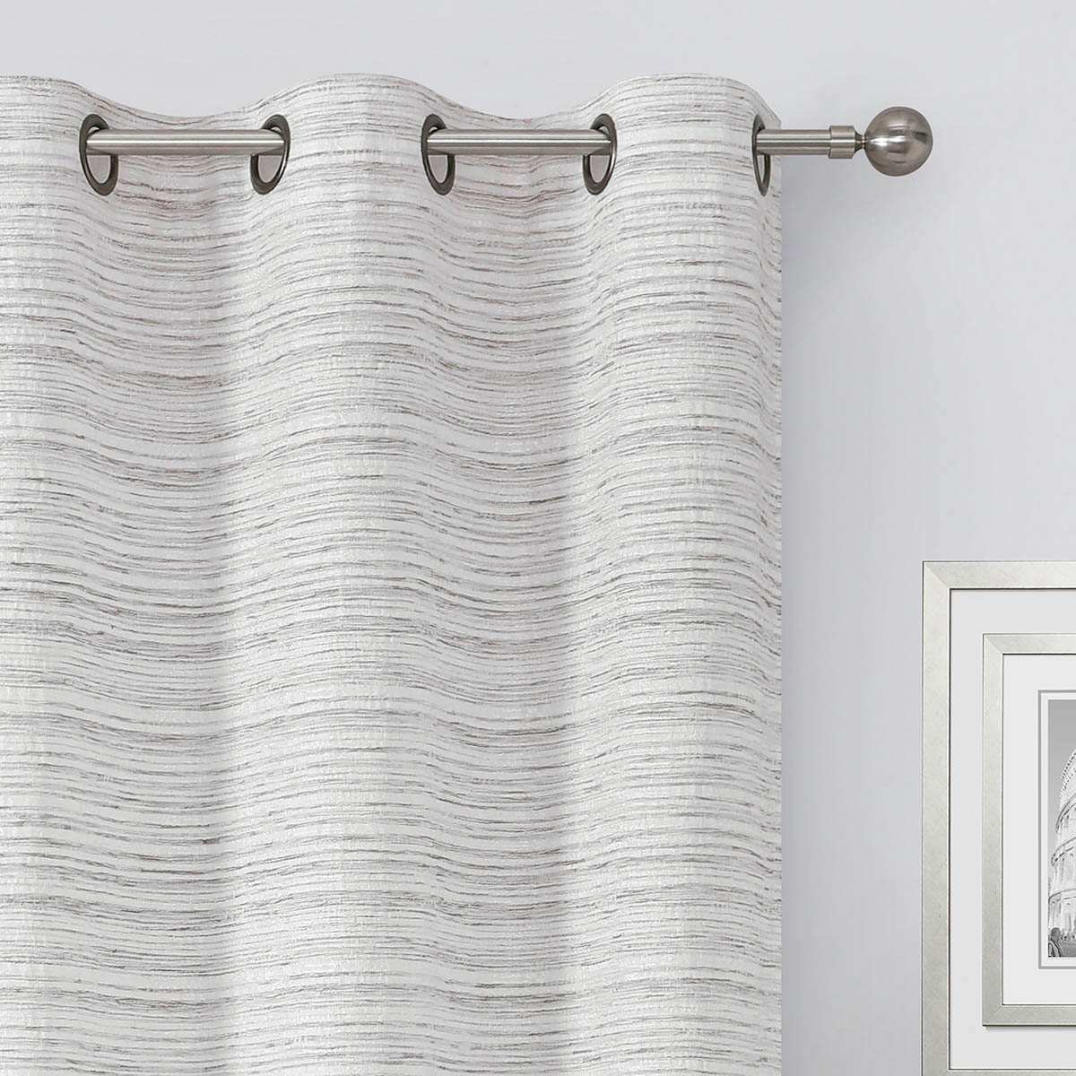 Linen Textured Chenille Light Filtering Grommet Curtain Panel, 84"