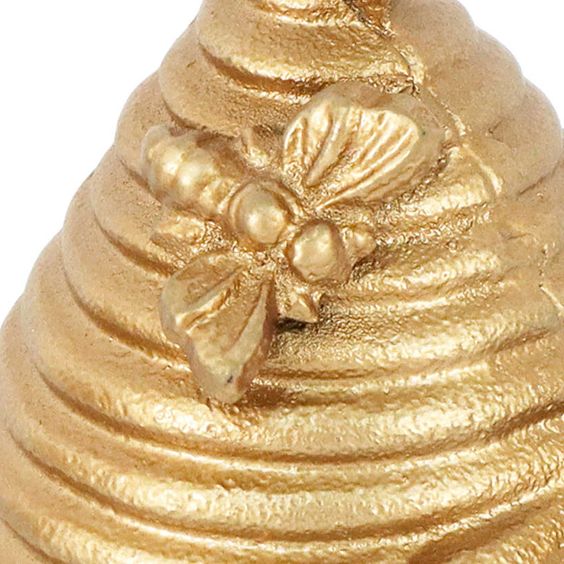Honeybloom Gold Metal Beehive Figurine, 4.8"