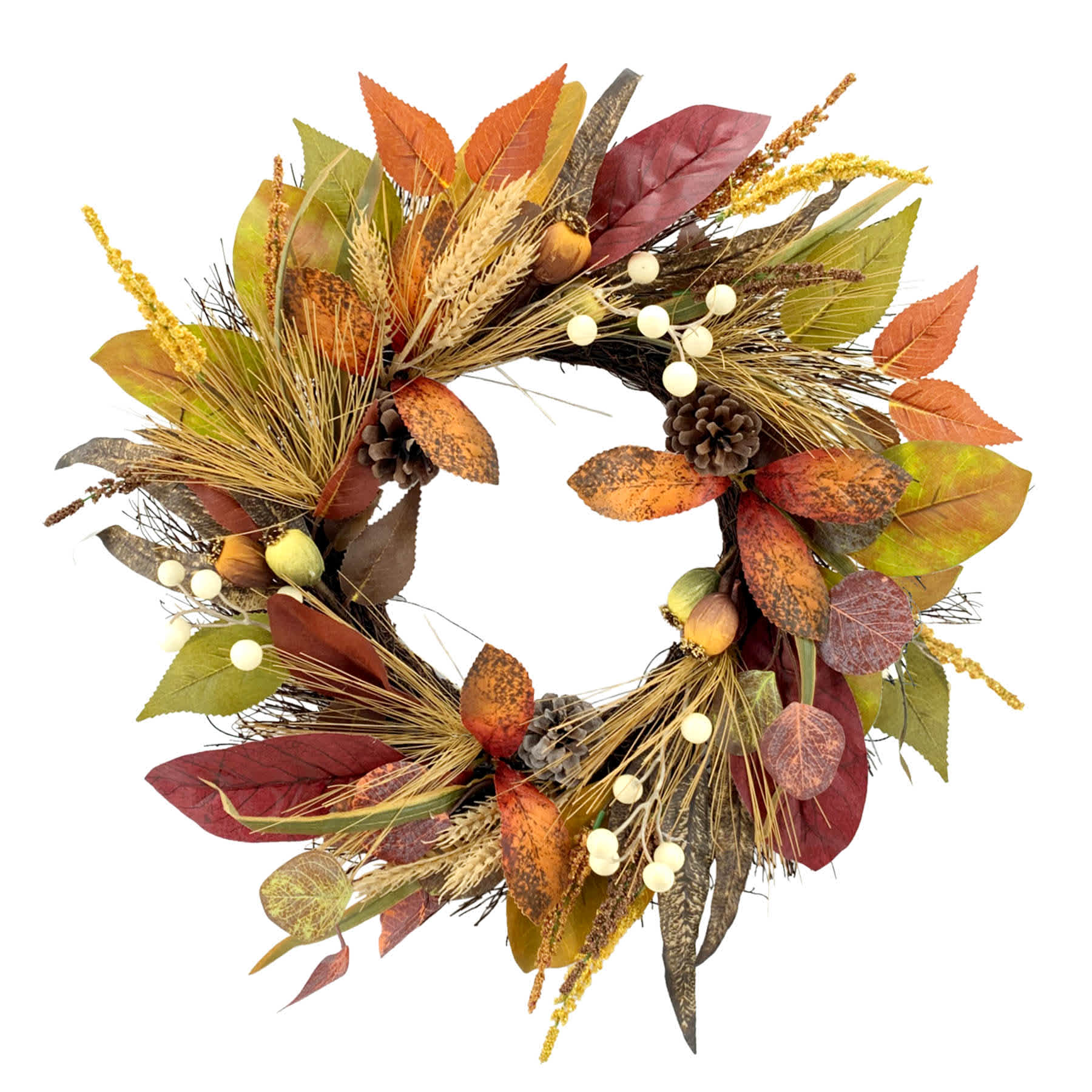 Brown Magnolia Leaf Wreath, 24"