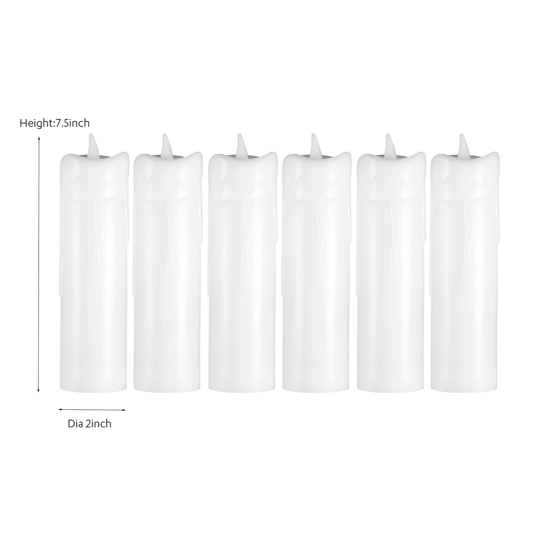 6-Pack White Floating LED Pillar Candles with Remote, 2x7.5