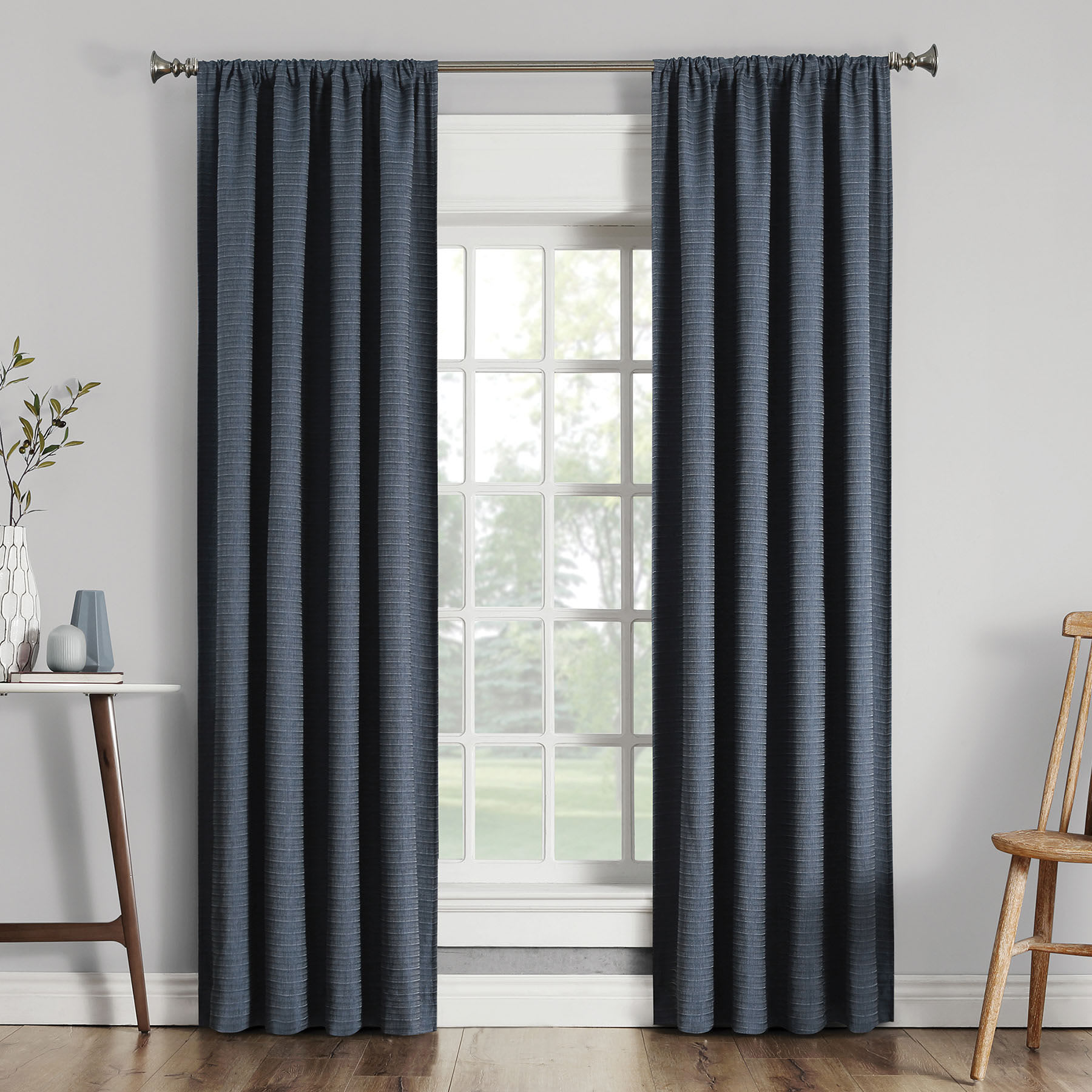 Sun Zero Soraya Navy Thermal Lining Blackout Curtain Panel, 84"
