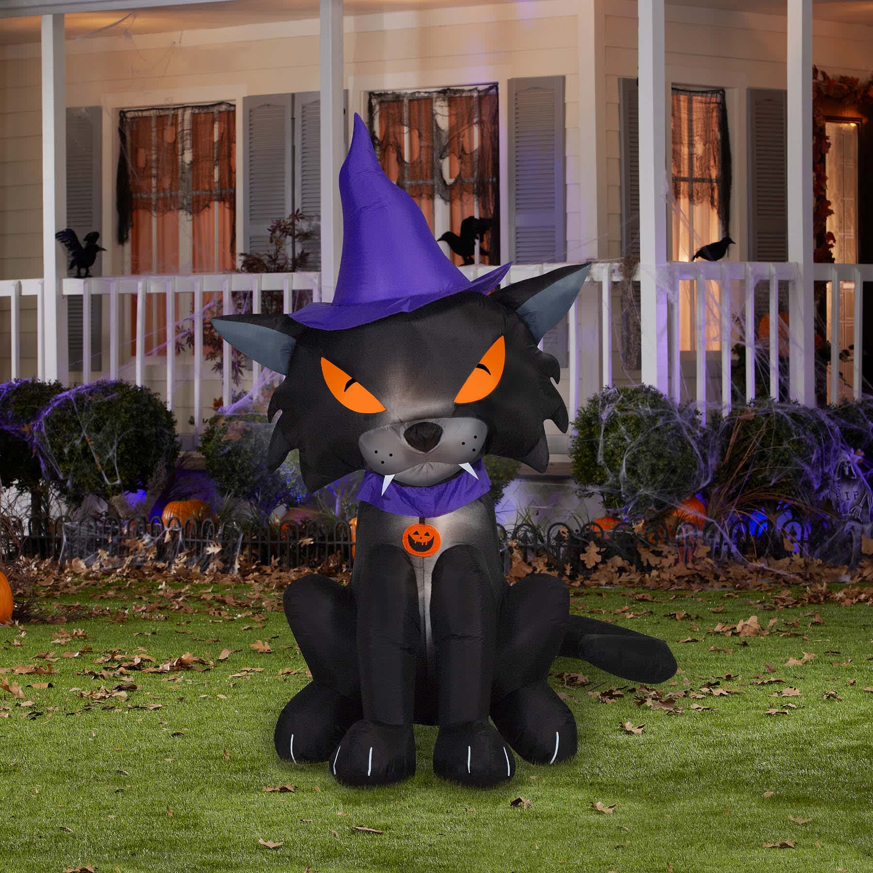 Head-Turning Witchy Cat Halloween Inflatable, 6.5'