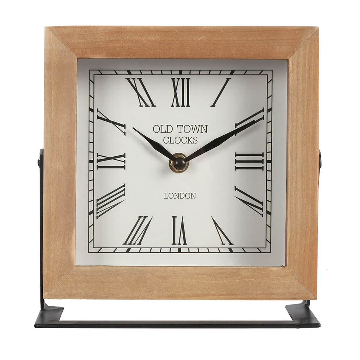 Honeybloom Wooden Square Table Clock, 7"