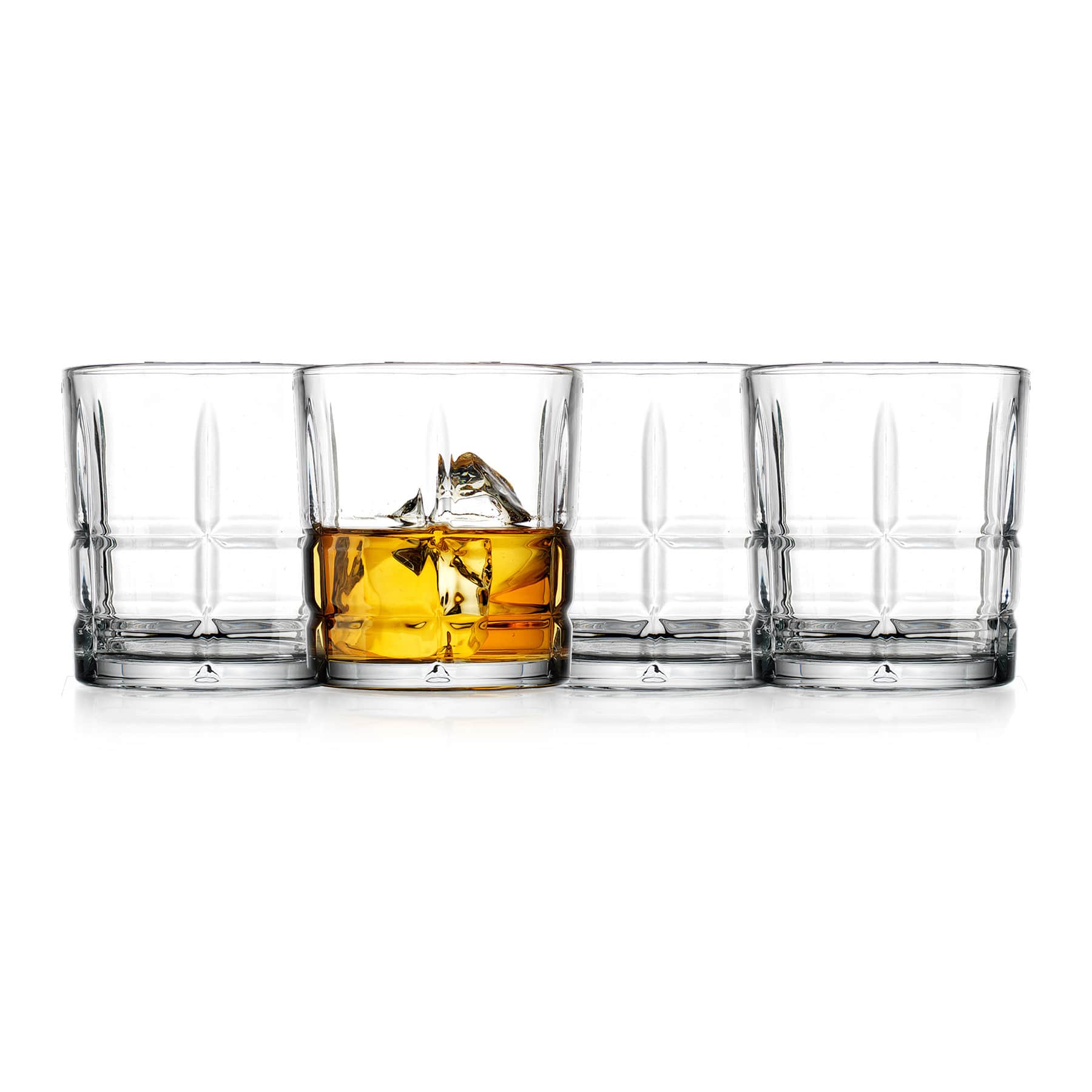 Set of 4 Grid Double Old Fashioned Glasses, 11.5oz