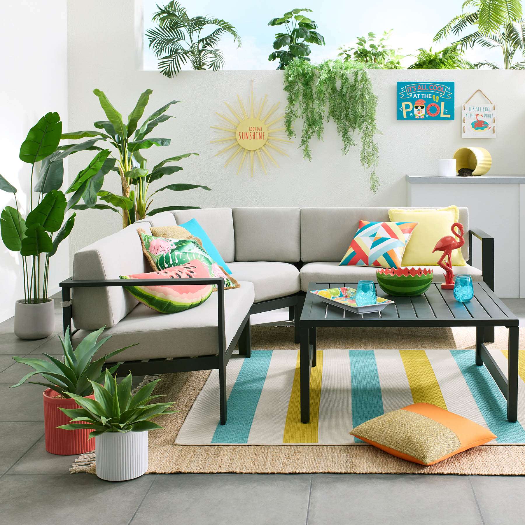 2-Piece Soho Black Steel Patio Sofa