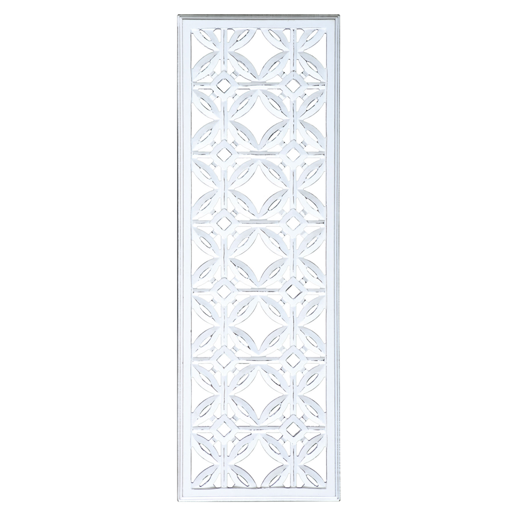 Ricardo Hand Carved White Wooden Panel Wall Decor, 12x36