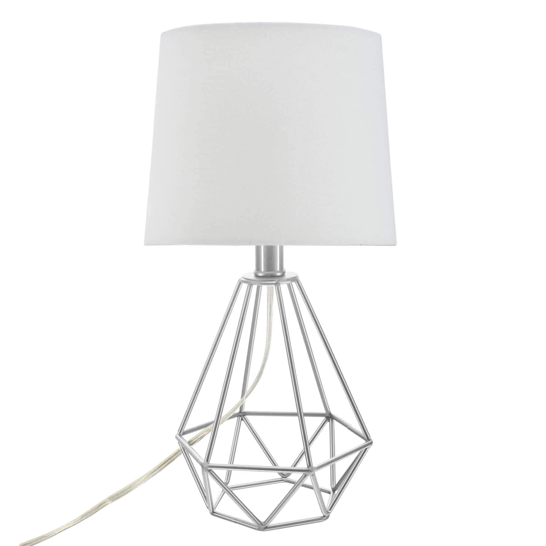 Silver Metal Wire Small Table Lamp with Shade, 17"