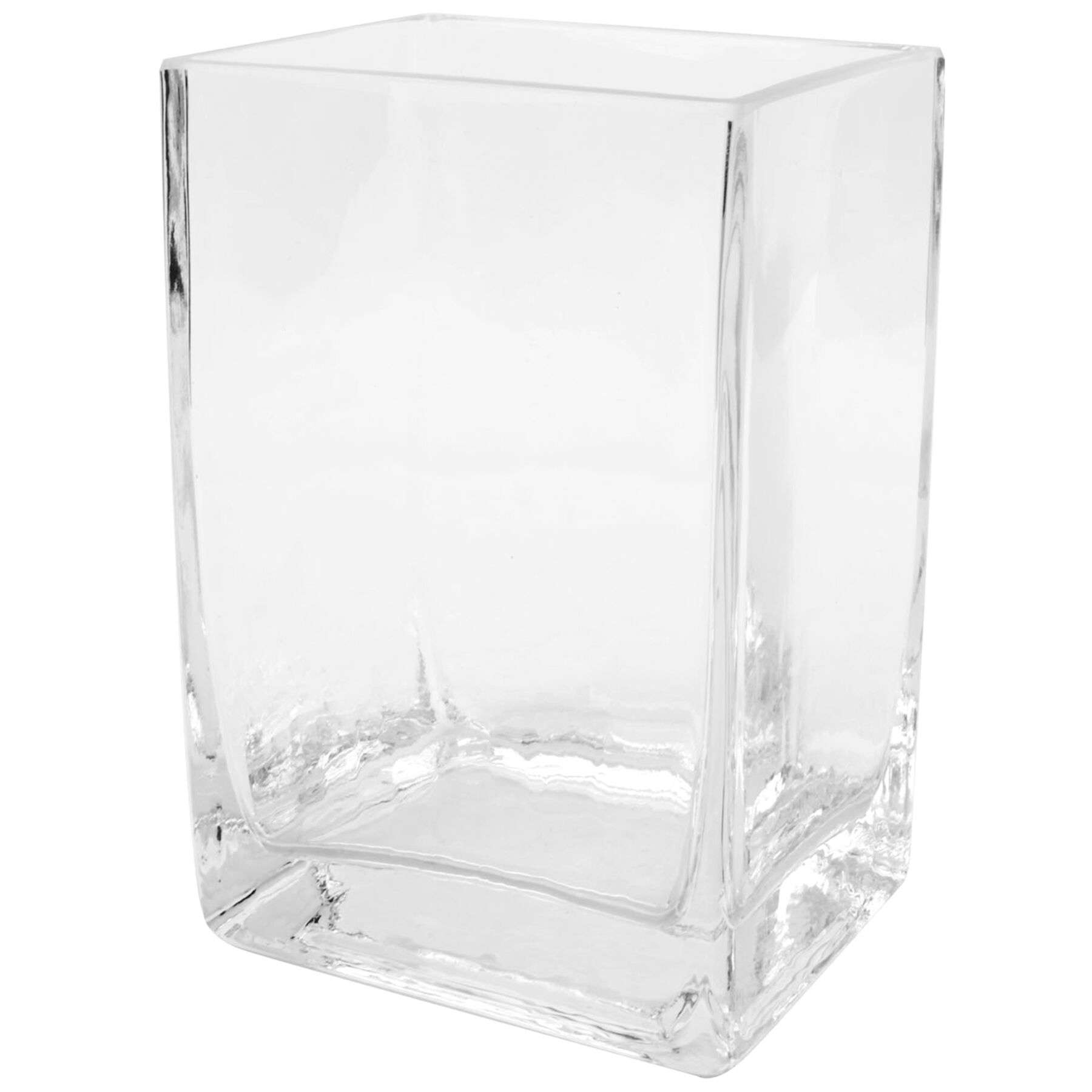 Clear Glass Cube Vase, 6"