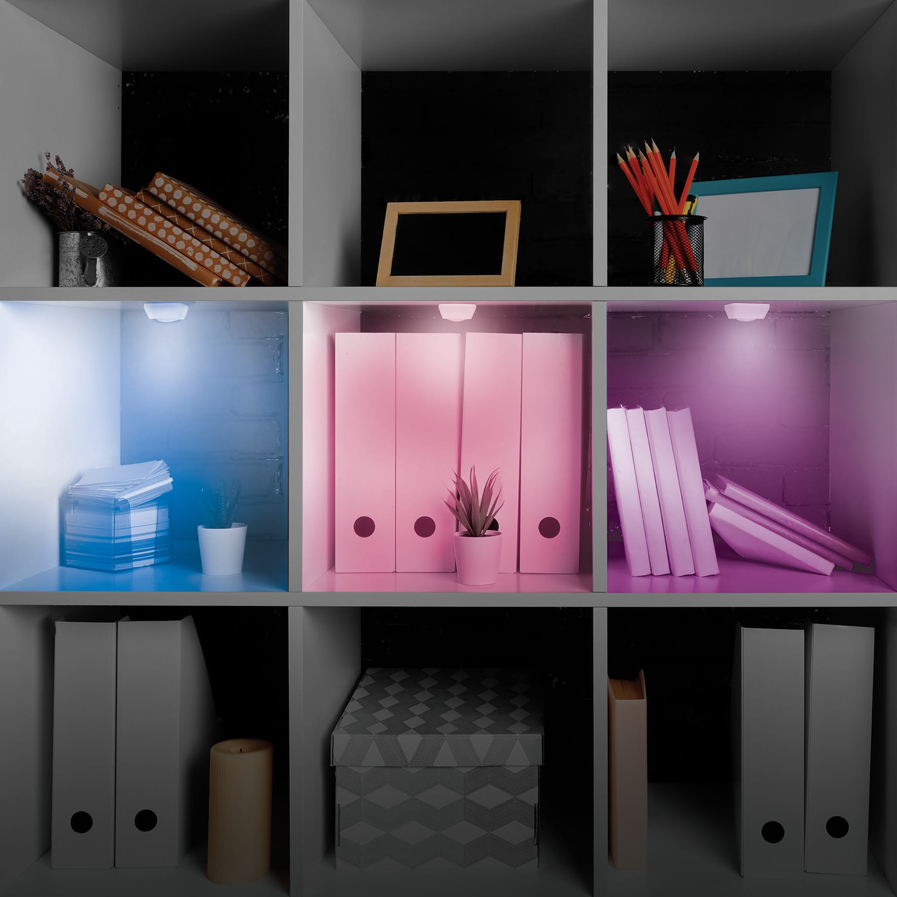 3-Pack Square Lights with Remote Control