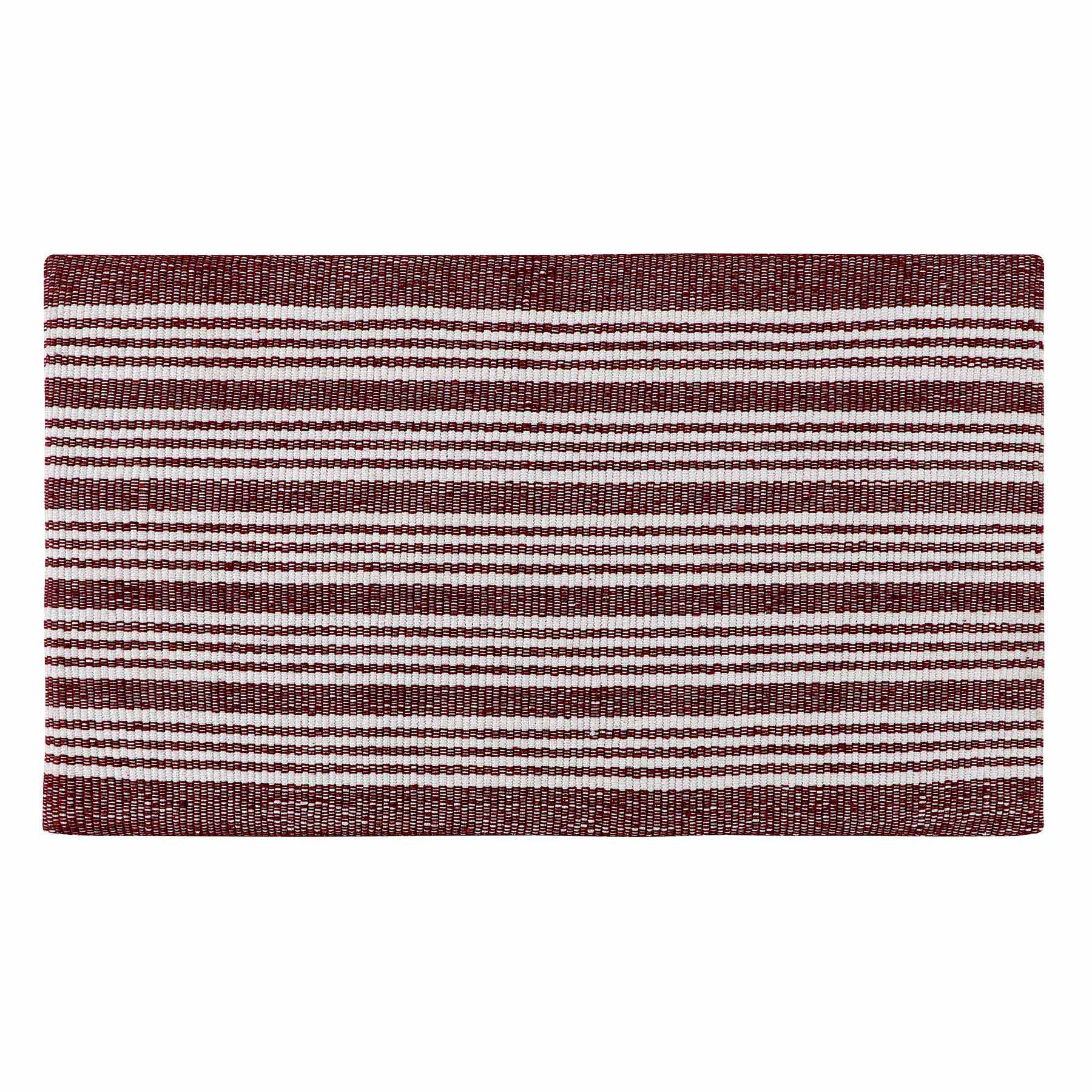 Maroon & White Heritage Striped Kitchen Mat, 18x30