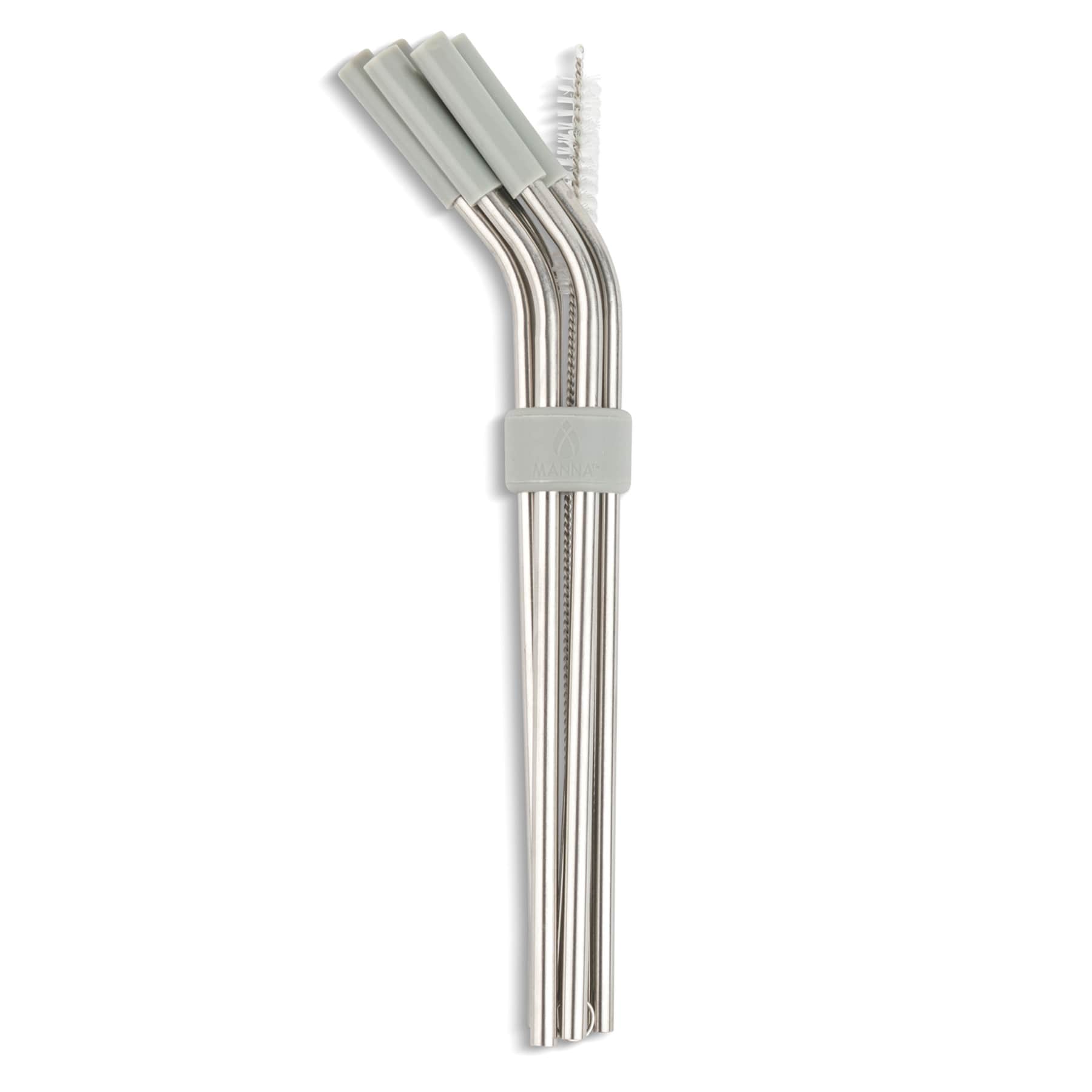 8-Piece Stainless Straw Set, Grey