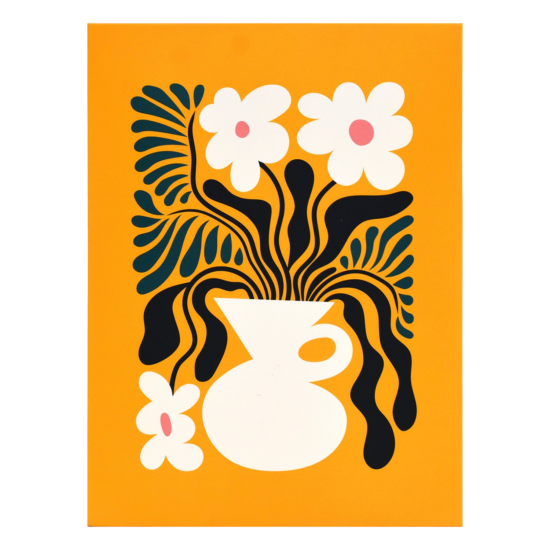 White Flowers in Vase Canvas Wall Art, 12x16