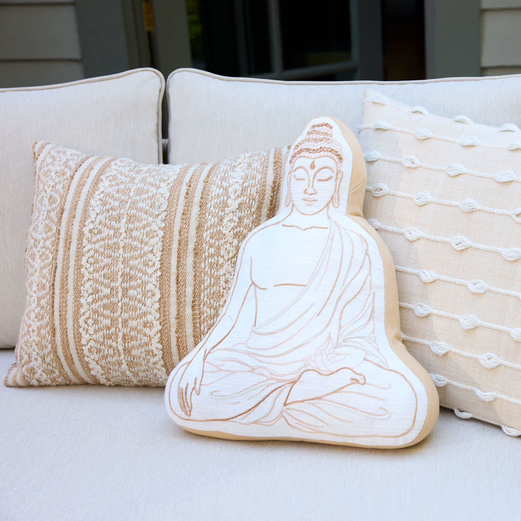 Found & Fable Natural Aztec Woven Outdoor Throw Pillow, 18"