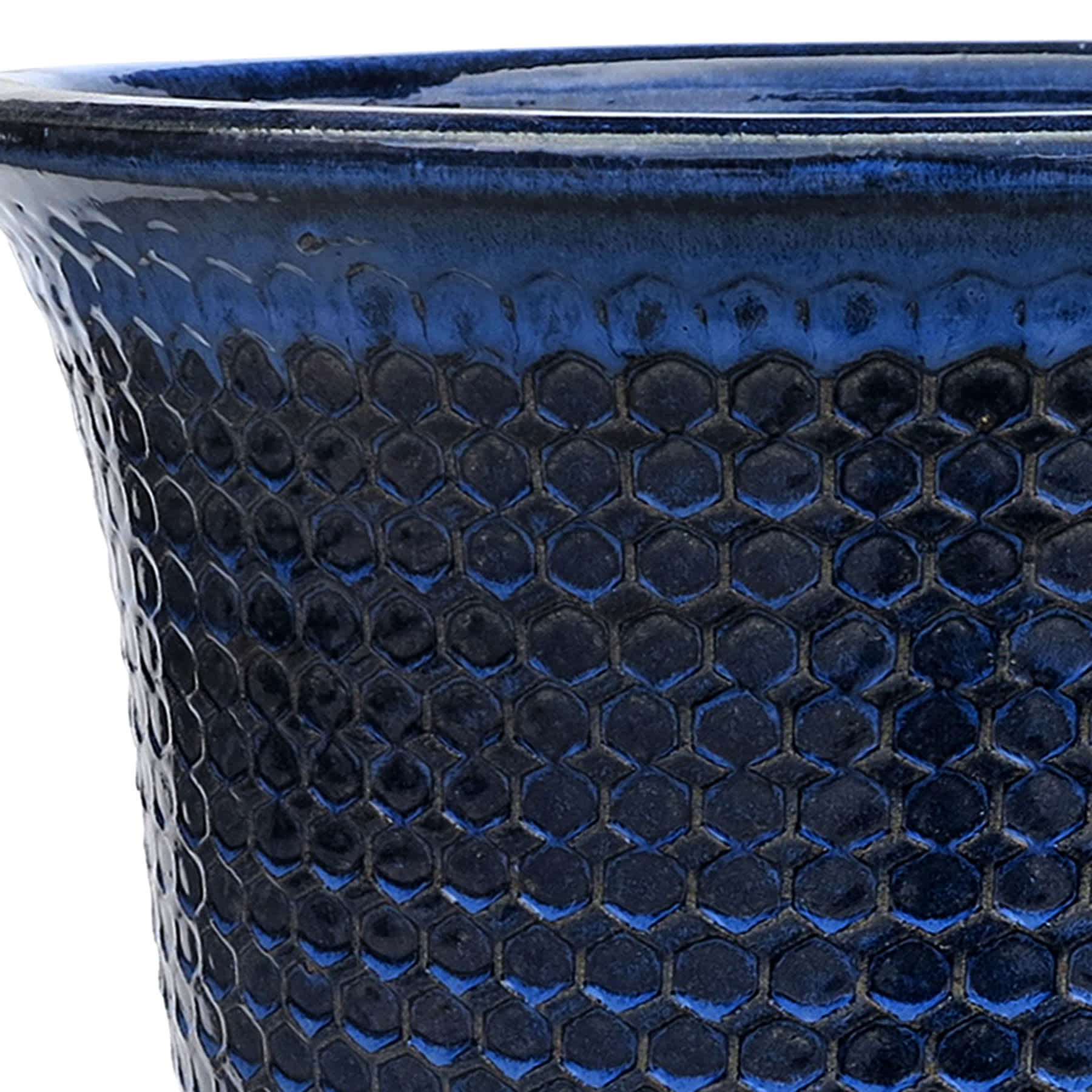 Providence Blue Honeycomb Outdoor Planter, Medium