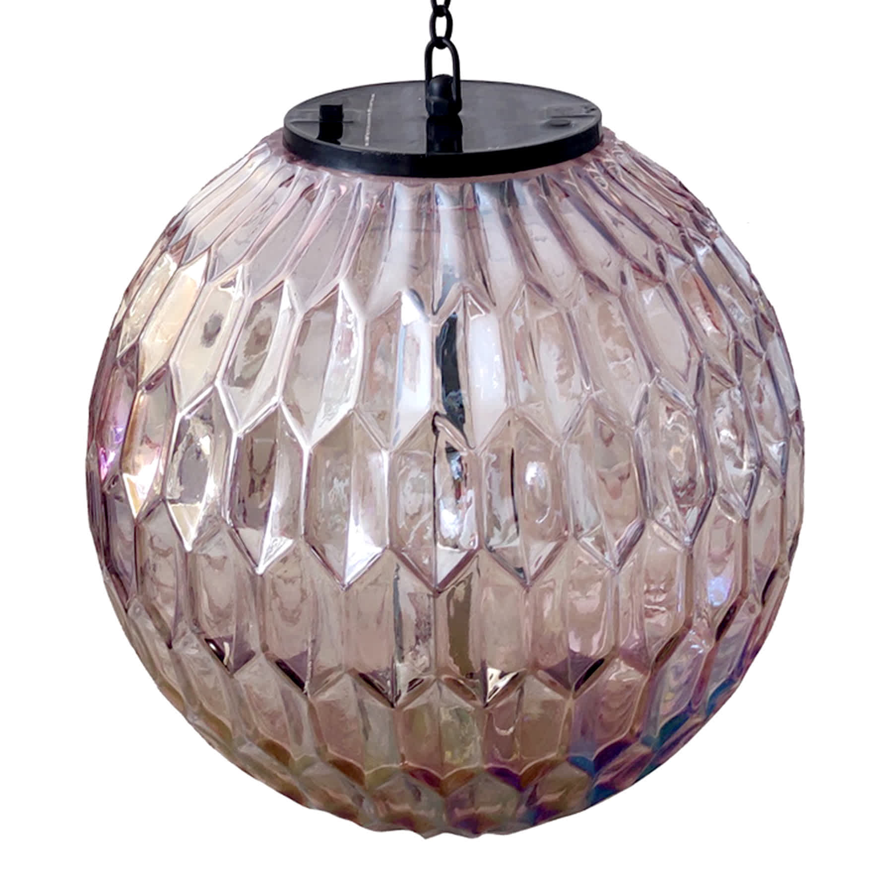 LED Purple Glass Hanging Ball Outdoor Solar Lantern, 8"
