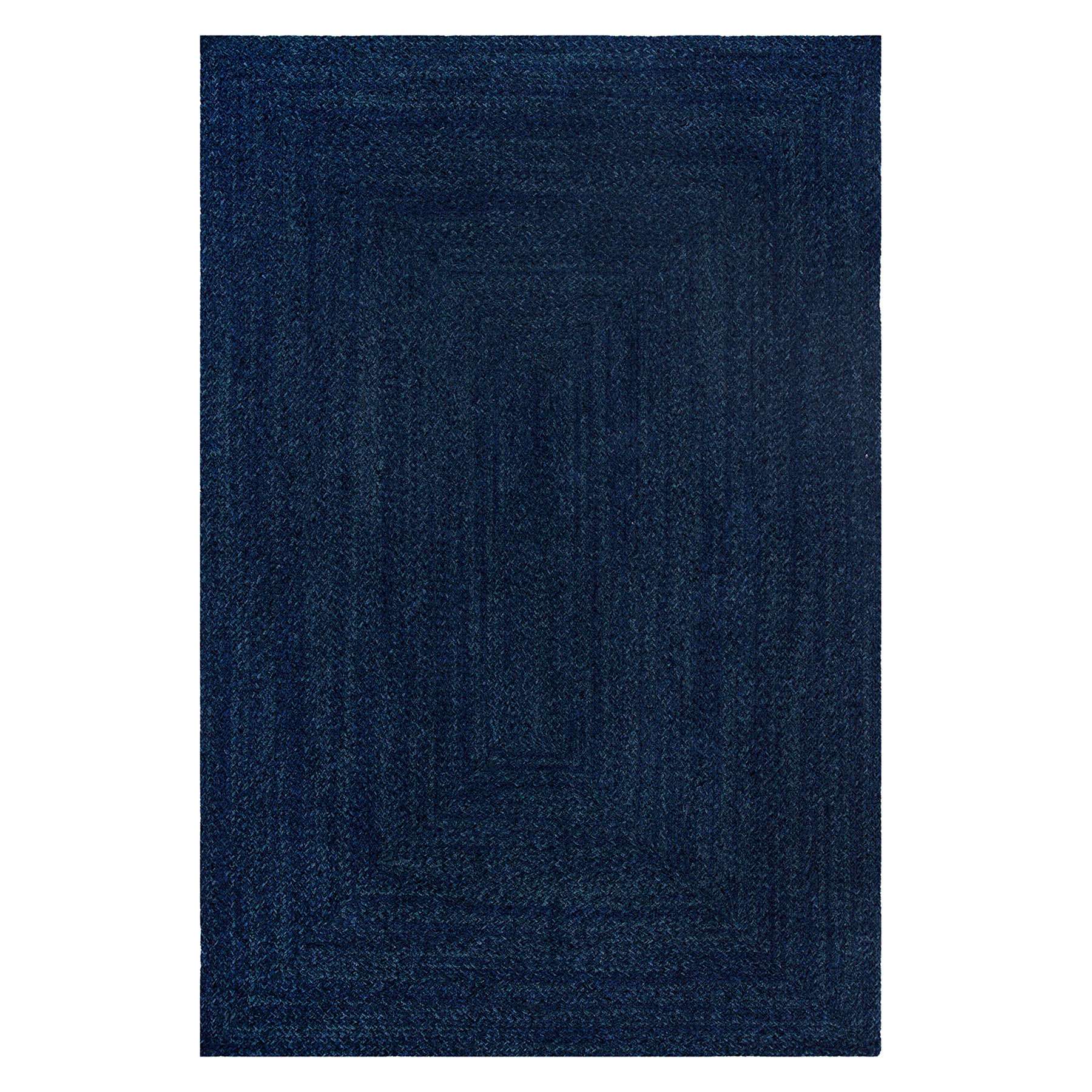 Navy Blue Braided Chenille Accent Rug, 4x6
