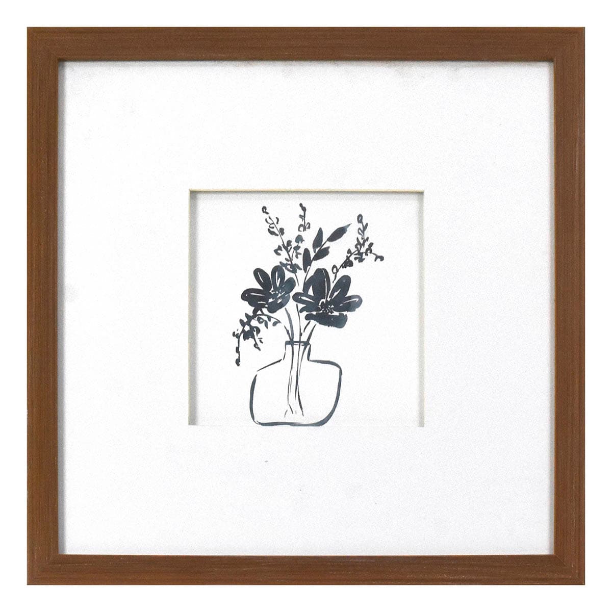 Honeybloom Glass Framed Floral Print Wall Art, 13"