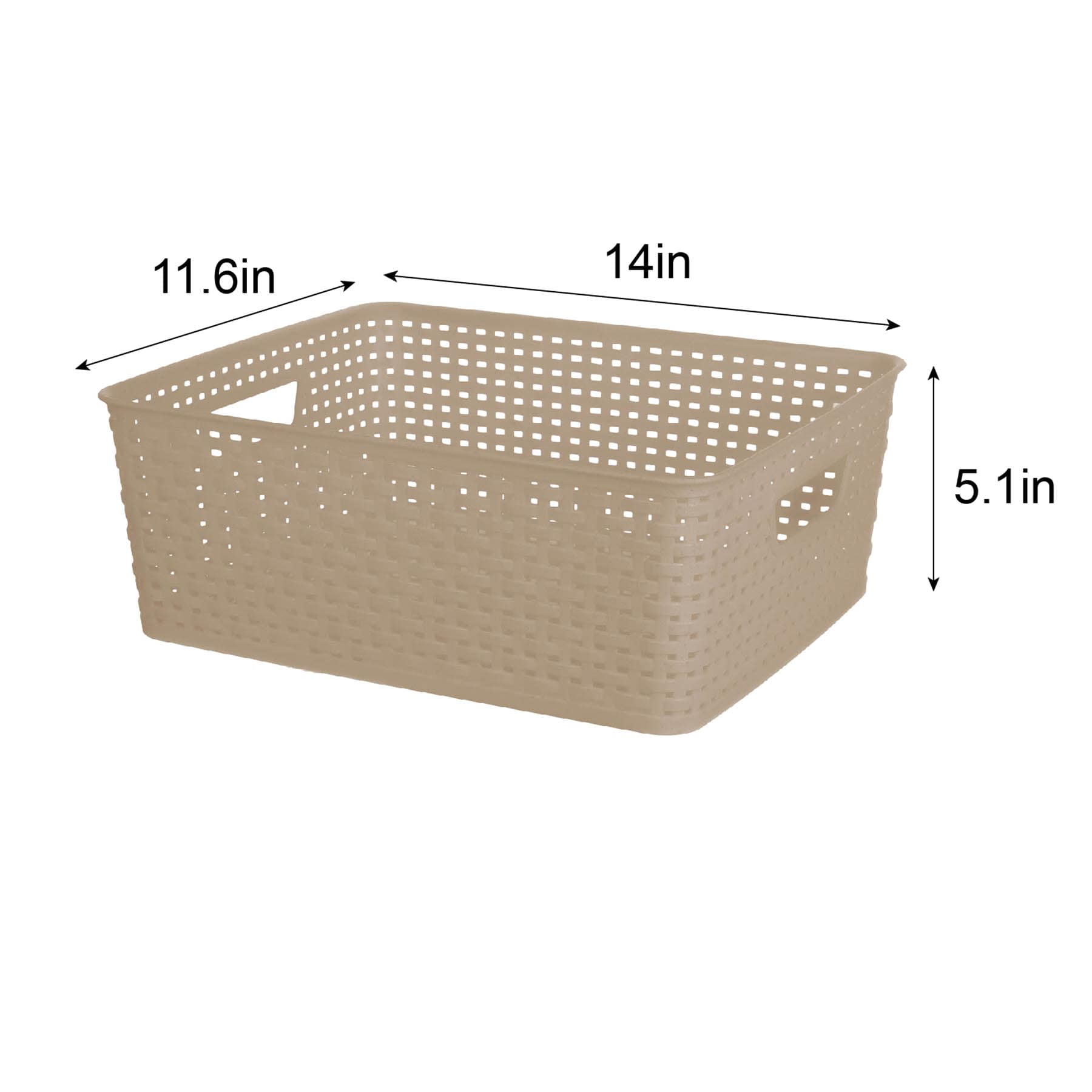 Dark Beige Rectangle Crossover Weave Storage Basket, Medium