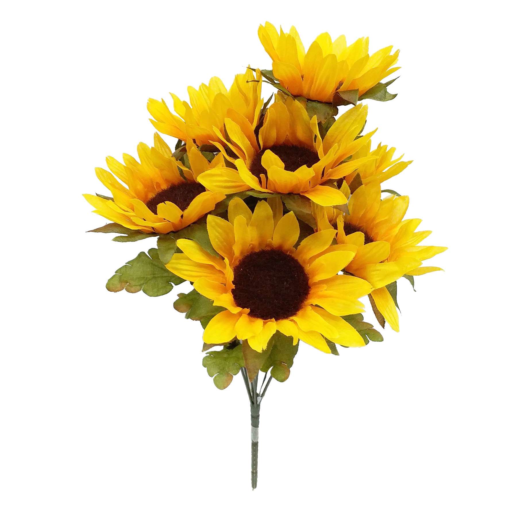 9-Head Yellow Sunflower Bush, 18"