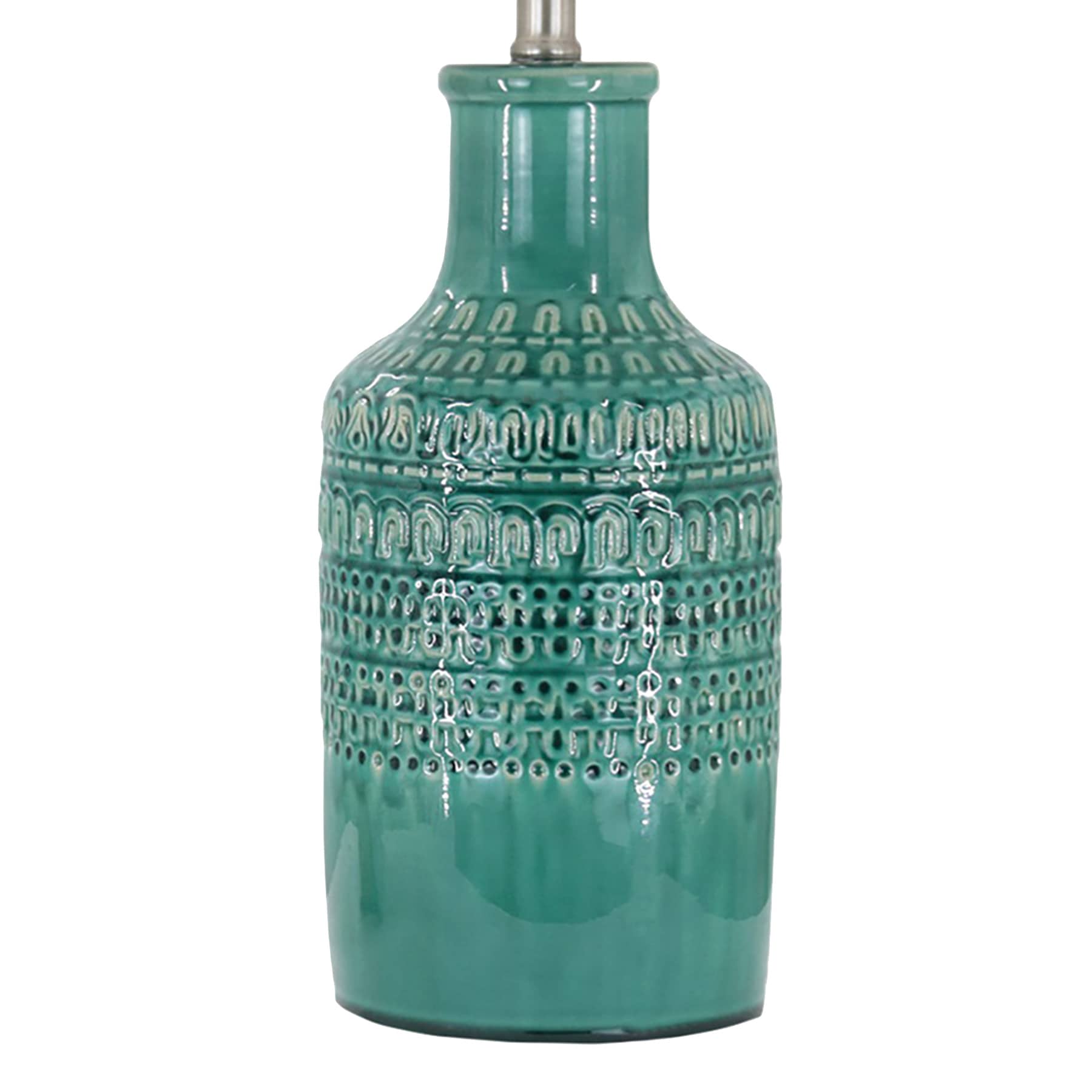 Found & Fable Green Patterned Ceramic Medium Table Lamp with Shade, 24"