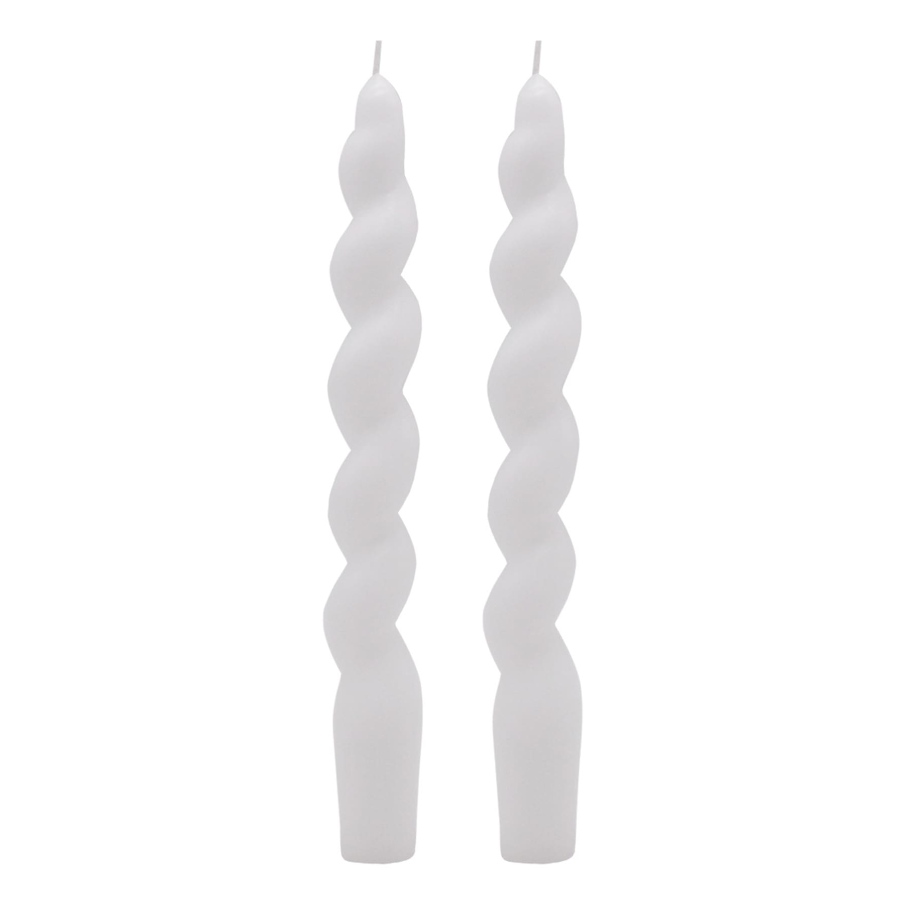 2-Pack White Twisted Taper Candles, 8"