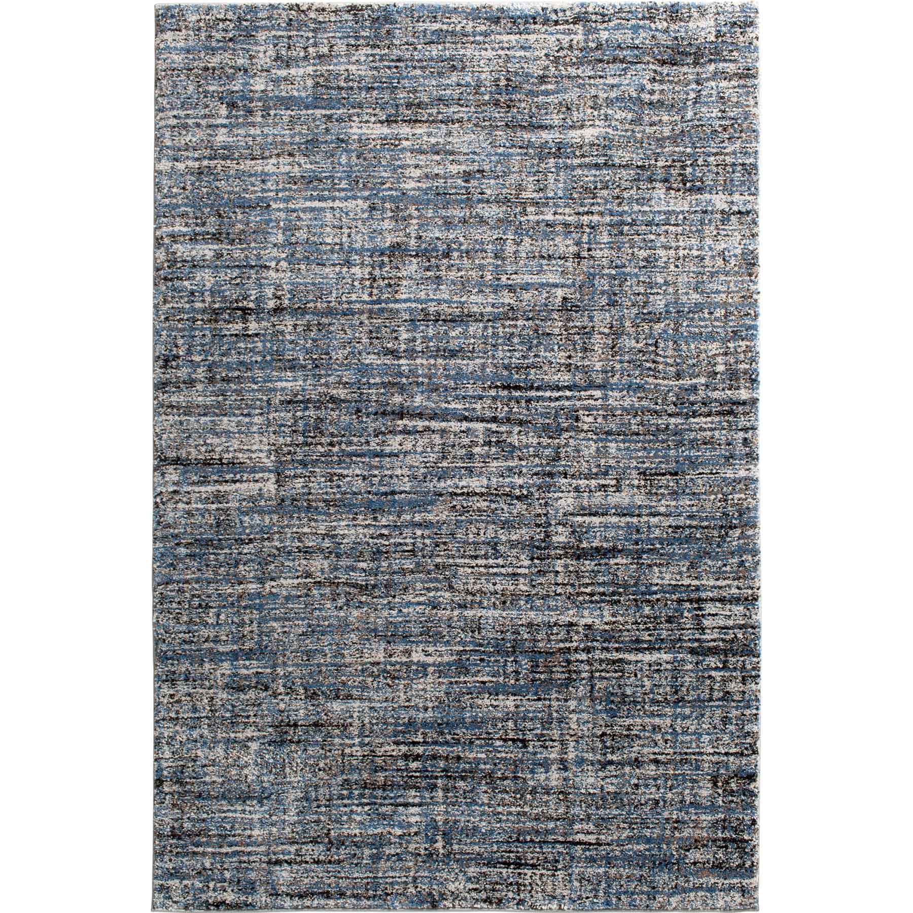 (A410) Strato Hatchure Blue Woven Shag Area Rug, 7.8x9.8