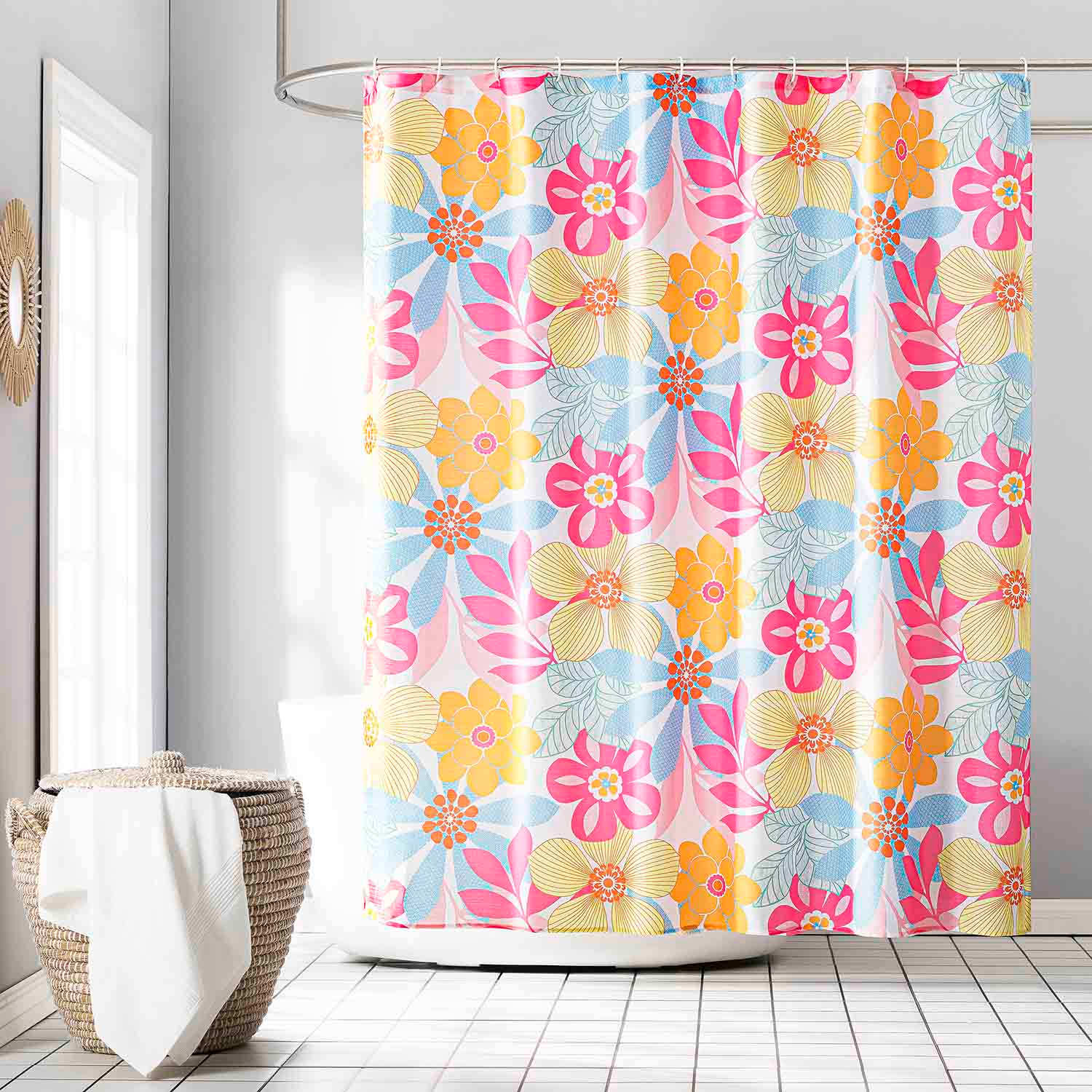 13-Piece Lola Multicolor Floral Shower Curtain Set, 70x72
