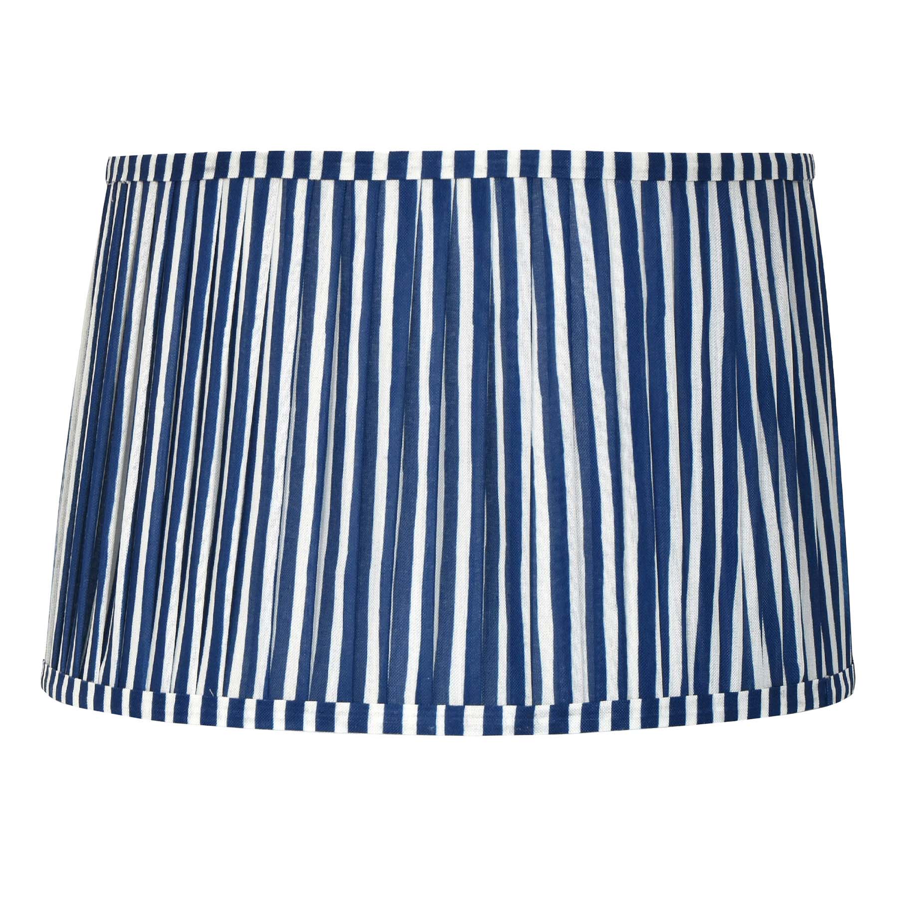 Navy Striped Pleated Medium Lamp Shade, 13x15x10