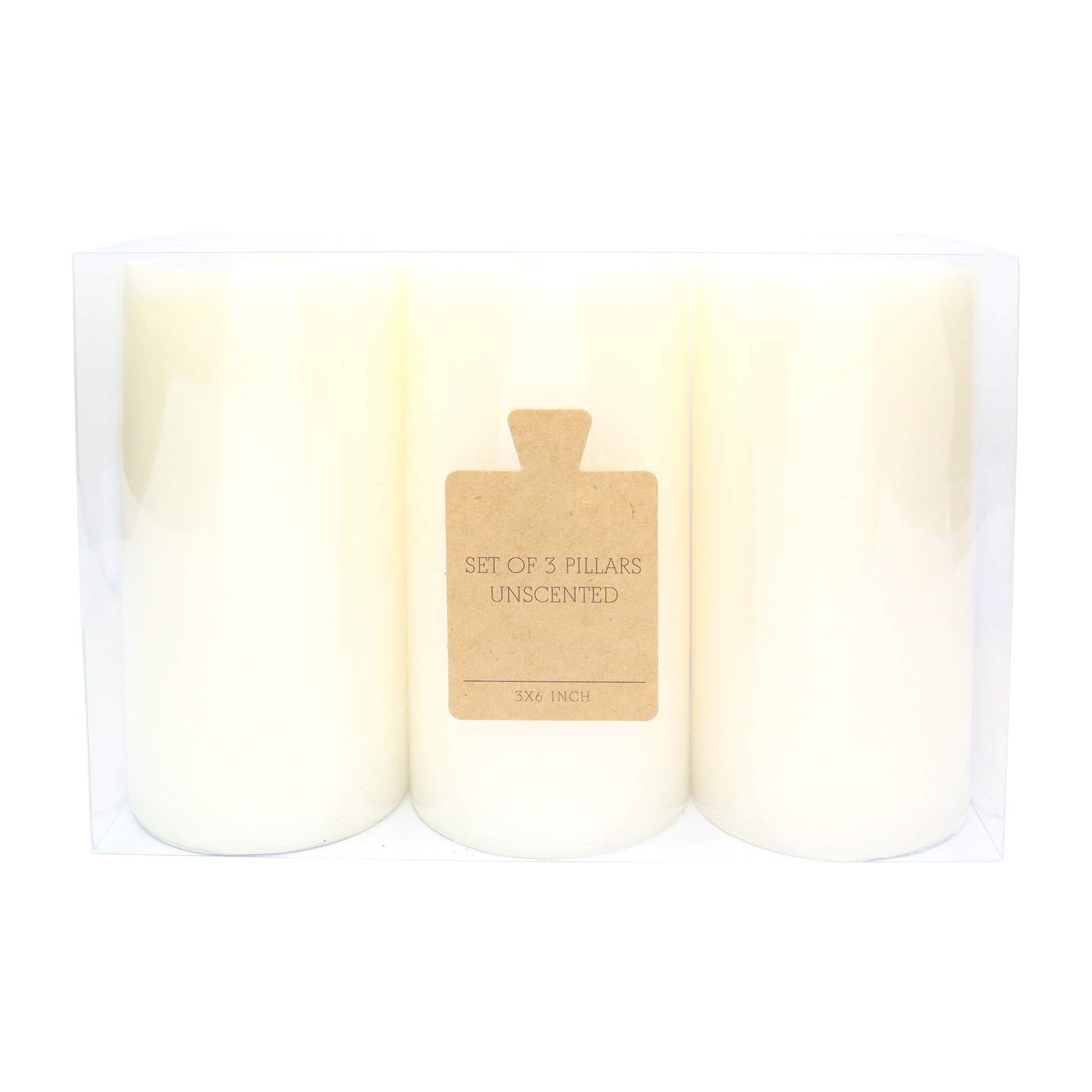 Honeybloom 3-Pack White Unscented Pillar Candles, 3x6