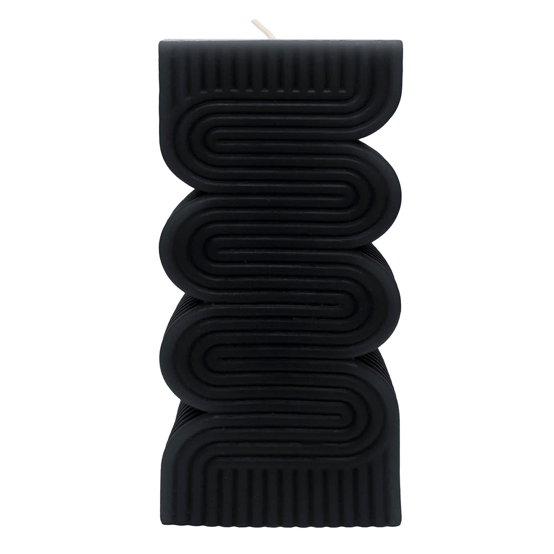 Crosby St. Black Unscented Modern Wavy Pillar Candle, 3x8