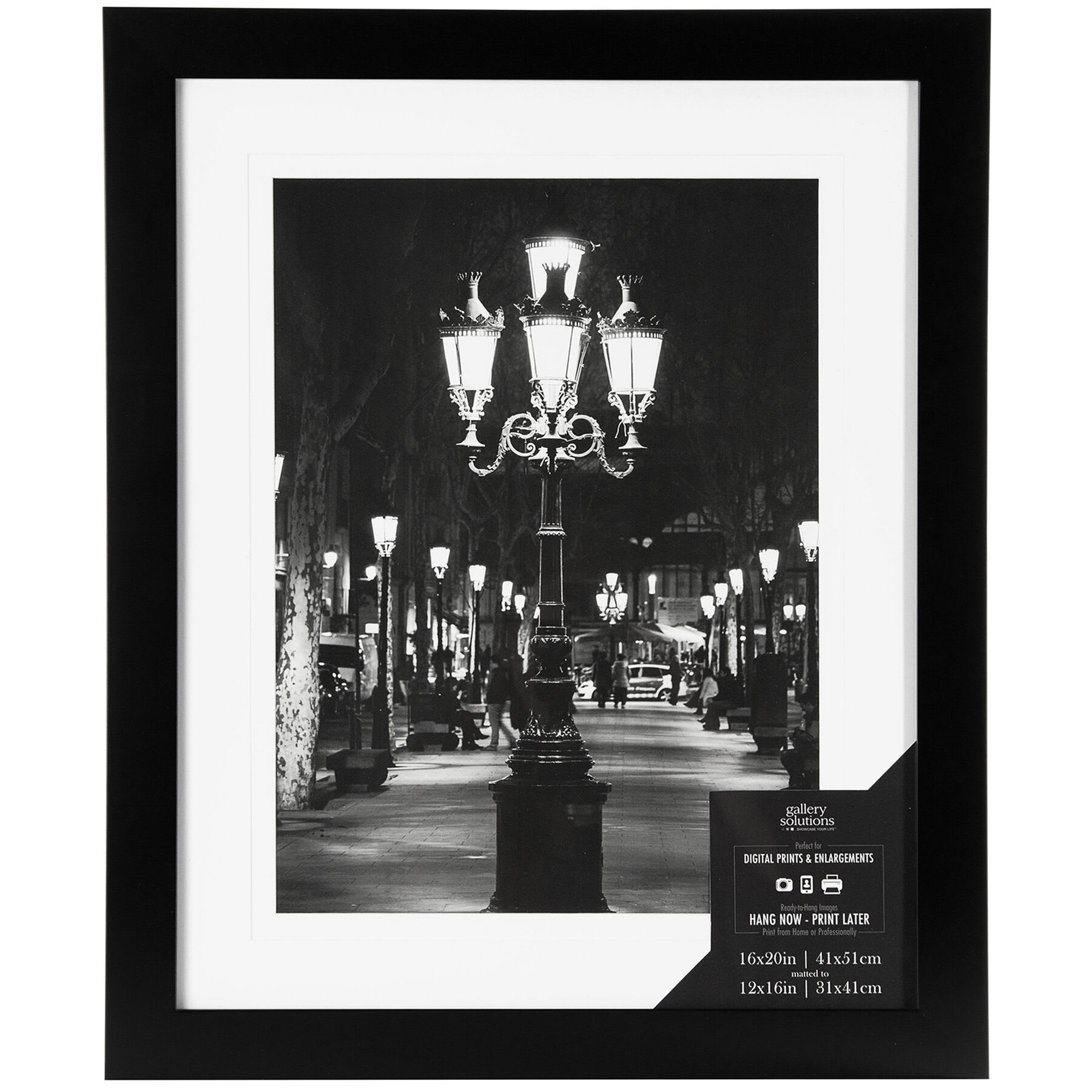15x19 Matted to 12x16 Black Linear Profile Photo Wall Frame