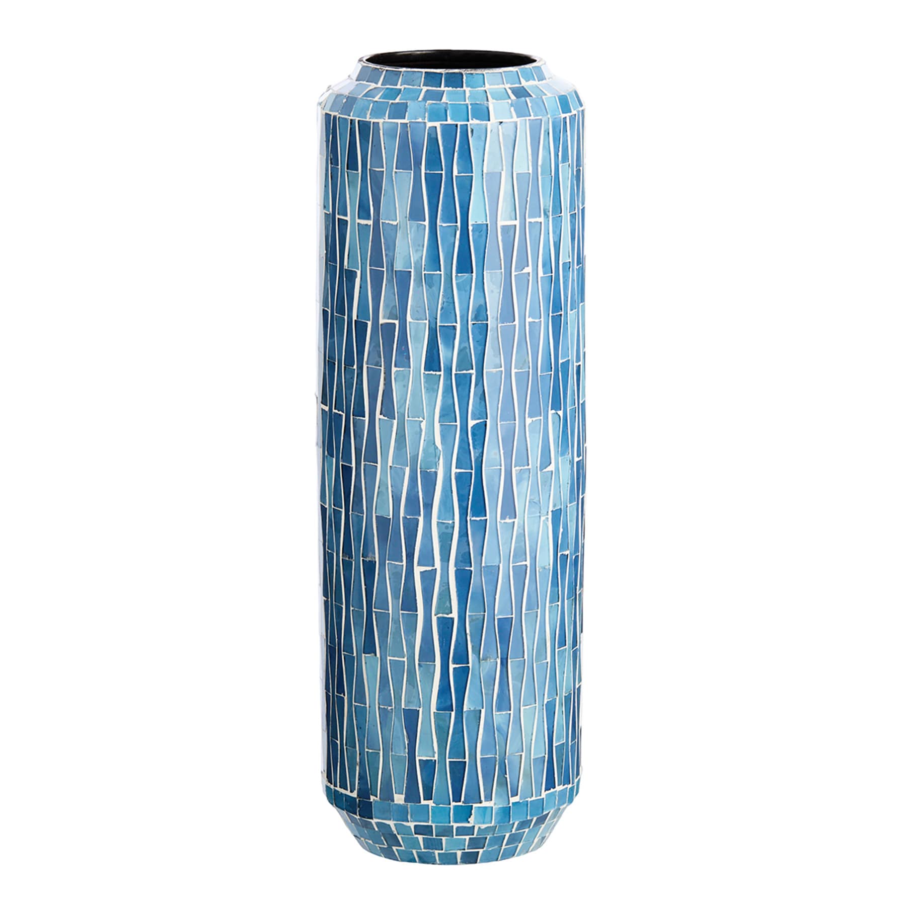 Blue Mosaic Glass Vase, 16"