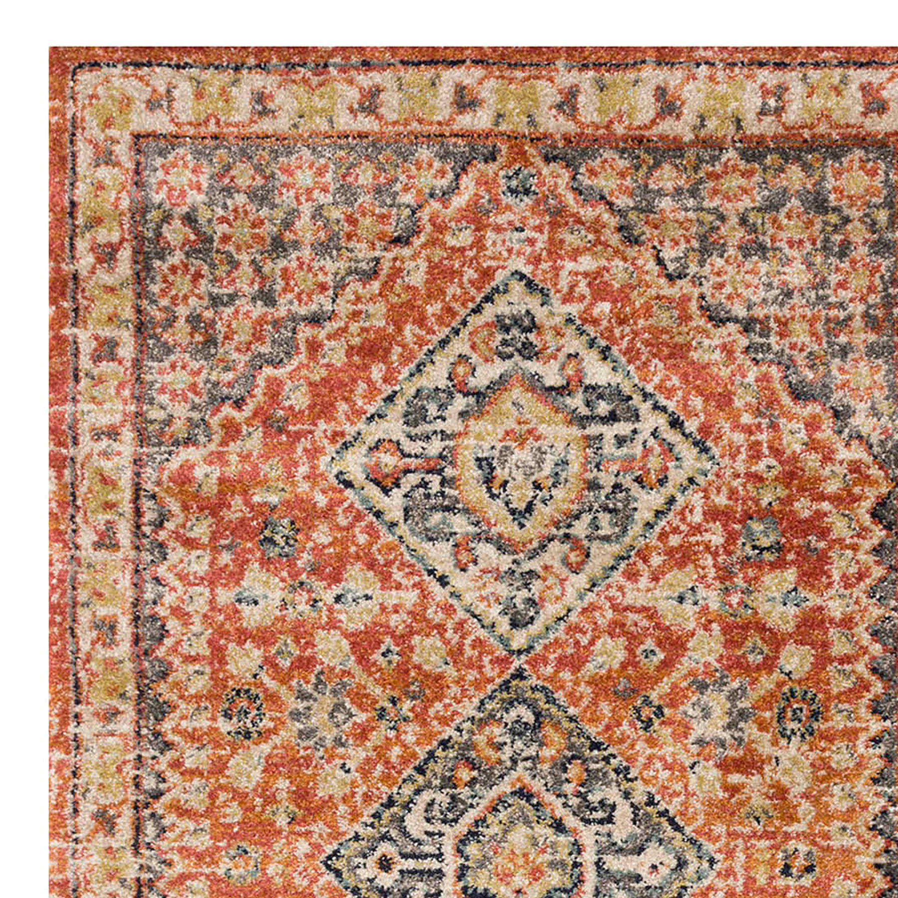 (B619) Dayton Red & Rust Diamond Design Accent Rug, 3x5