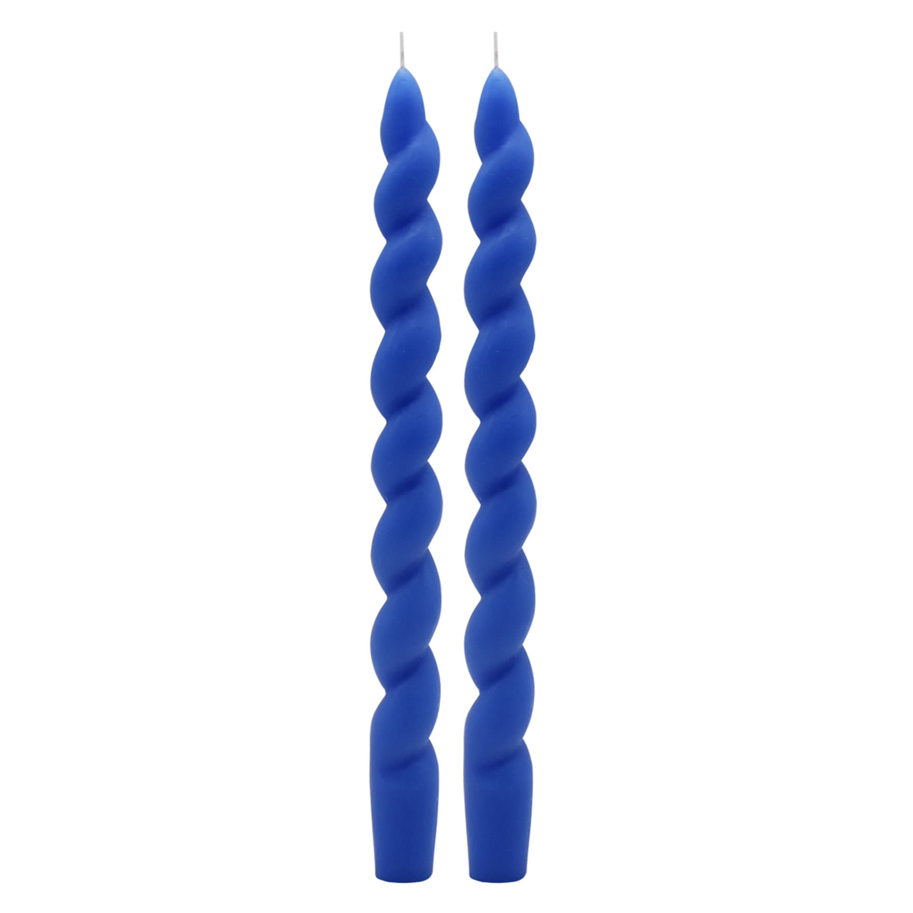 2-Pack Blue Twisted Taper Candles, 10"