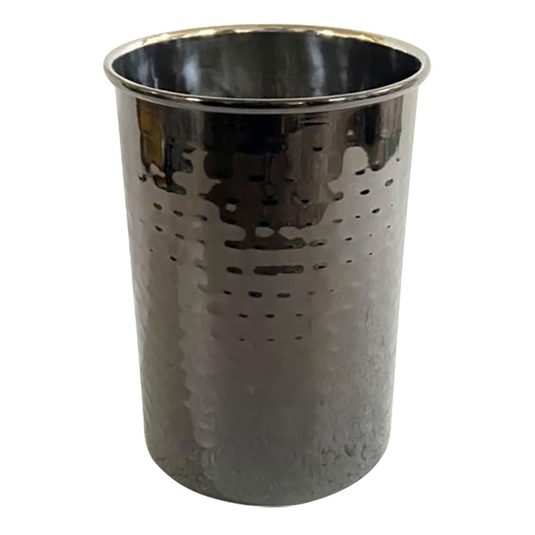 Found & Fable Hammered Nickel Utensil Crock, Black
