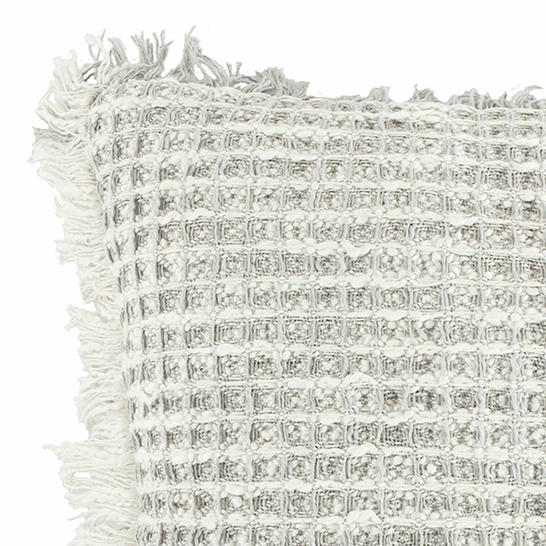 Delphi Grey Waffle Fringe Throw Pillow, 21"