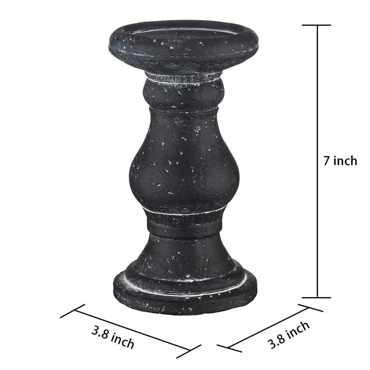 Black Cement Candle Holder, 7"