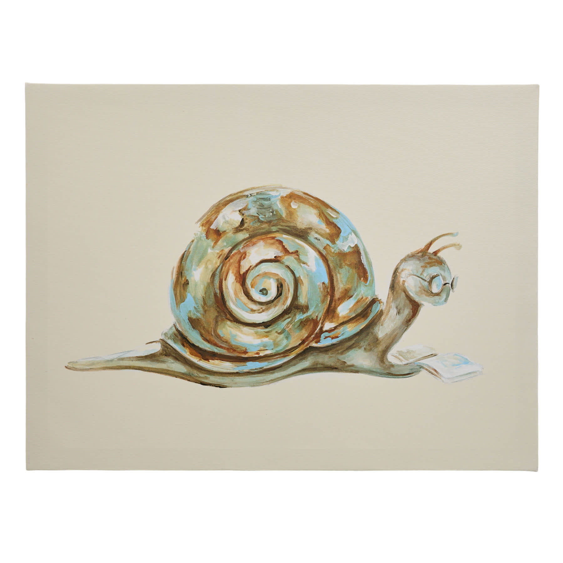 Reading Snail Canvas Wall Art, 16x12