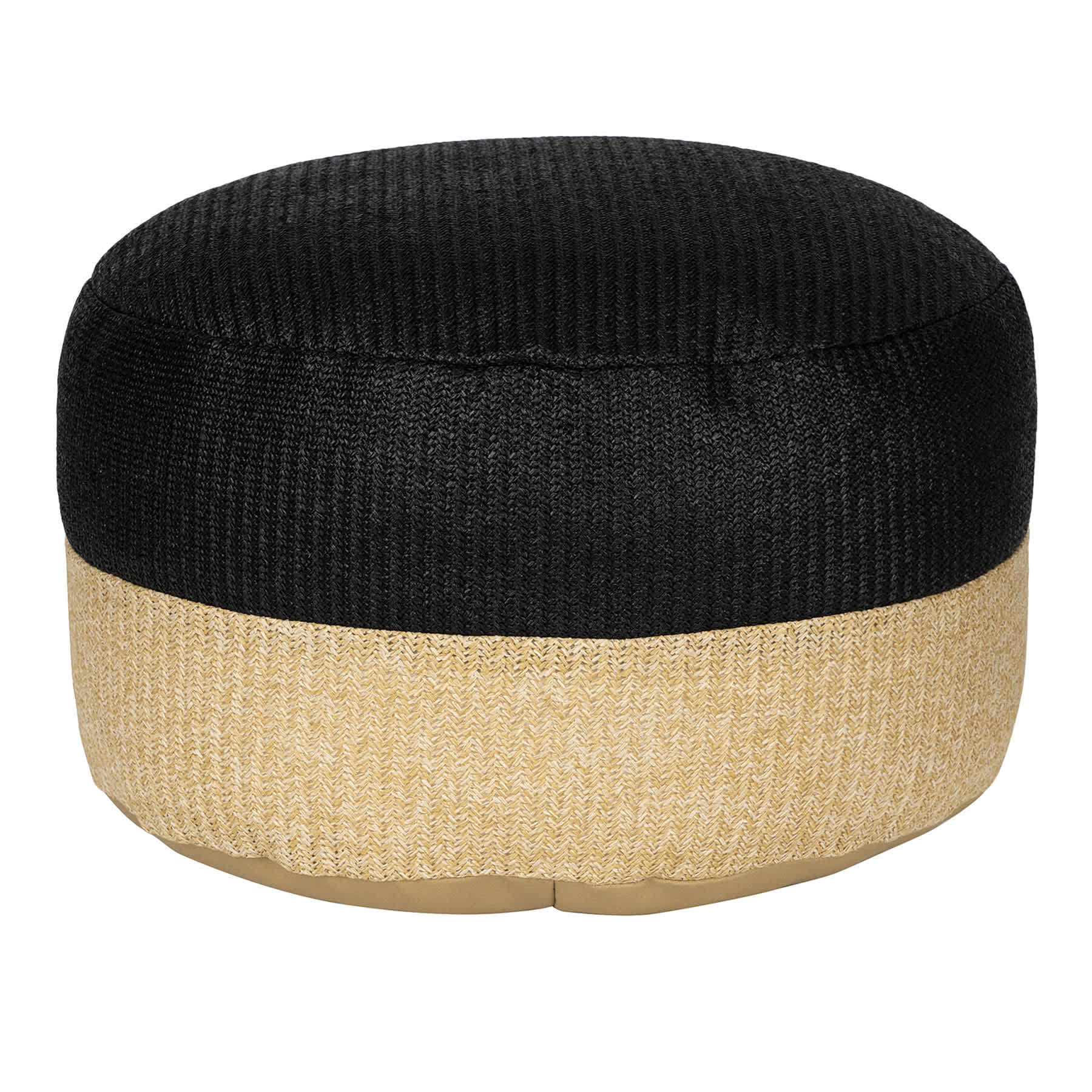 Crosby St. Black & Tan Color Block Hermosa Outdoor Pouf, 23"