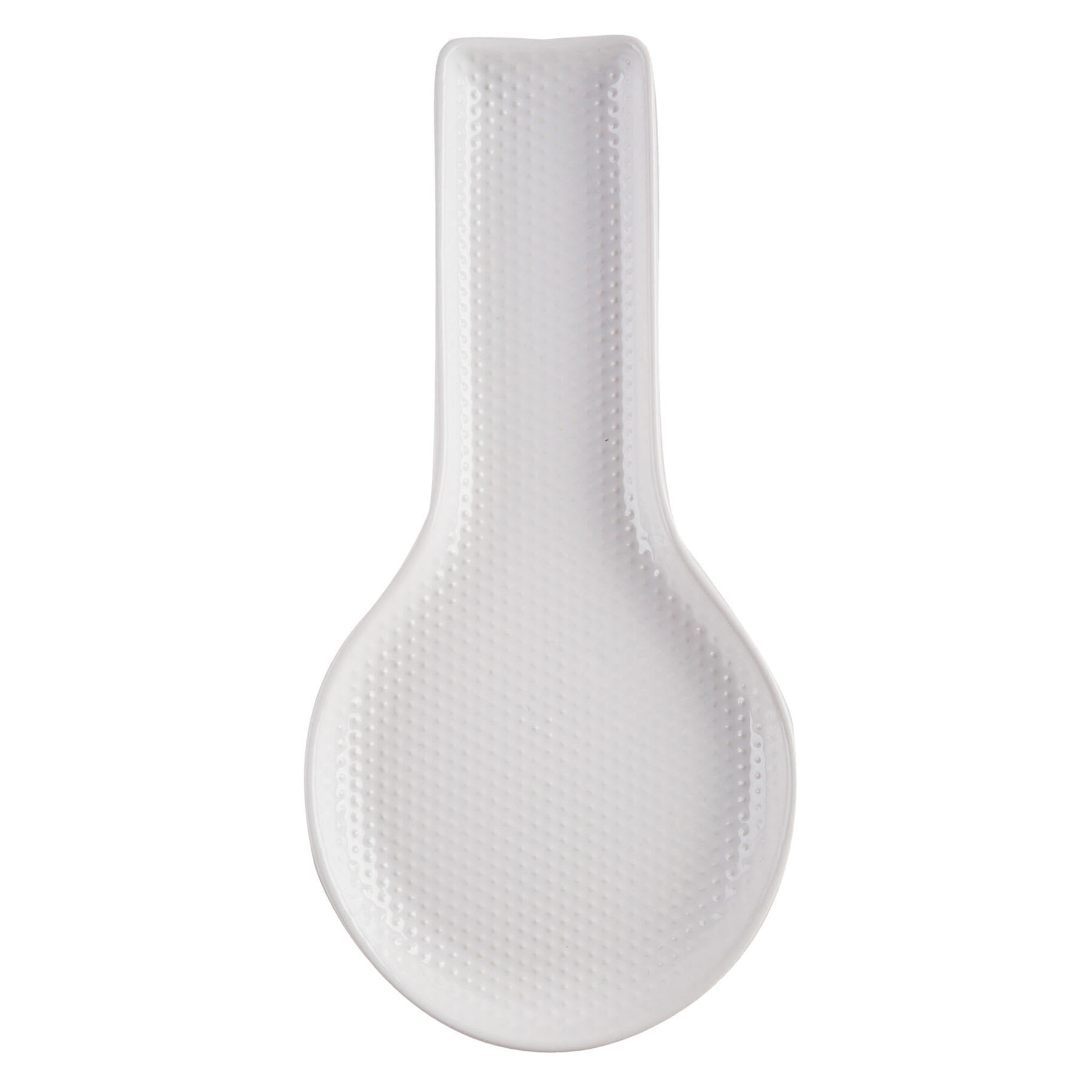White Dotted Spoon Rest, 10"